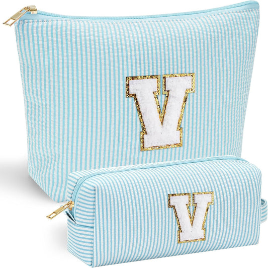 YOOLIFE Gifts for Women Her, Makeup Bag Make Up Bag Pouch Cosmetics Organizer Bag Cute Makeup Bag Skincare Bag Personalized Best Friend Wife Birthday Gift Graduate Gifts for Her V