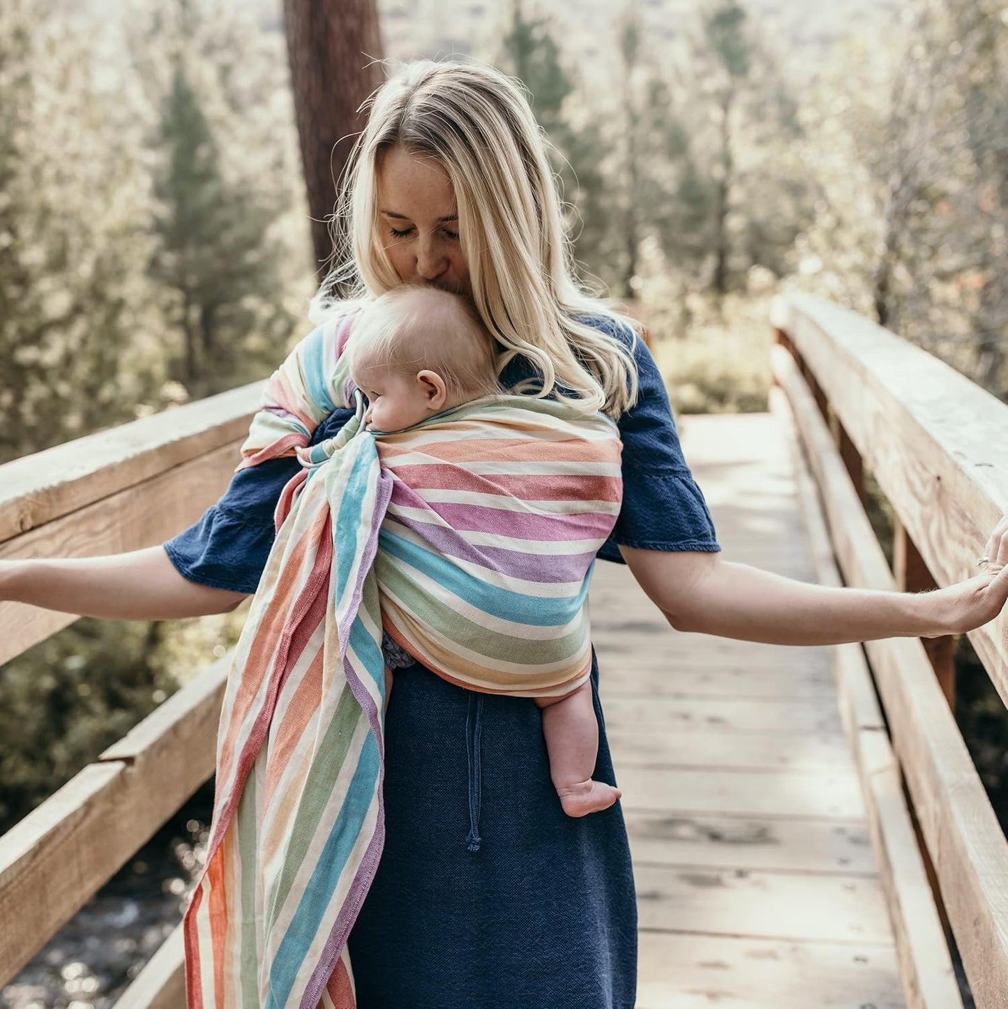 Hip Baby Wrap Ring Sling Baby Carrier for Infants and Toddlers - 100% Soft Cotton Baby Wraps Carrier for Babies 8-35 lbs - Perfect Baby Shower Gifts Moms and Dads - Nursing Cover (Mediterranean)