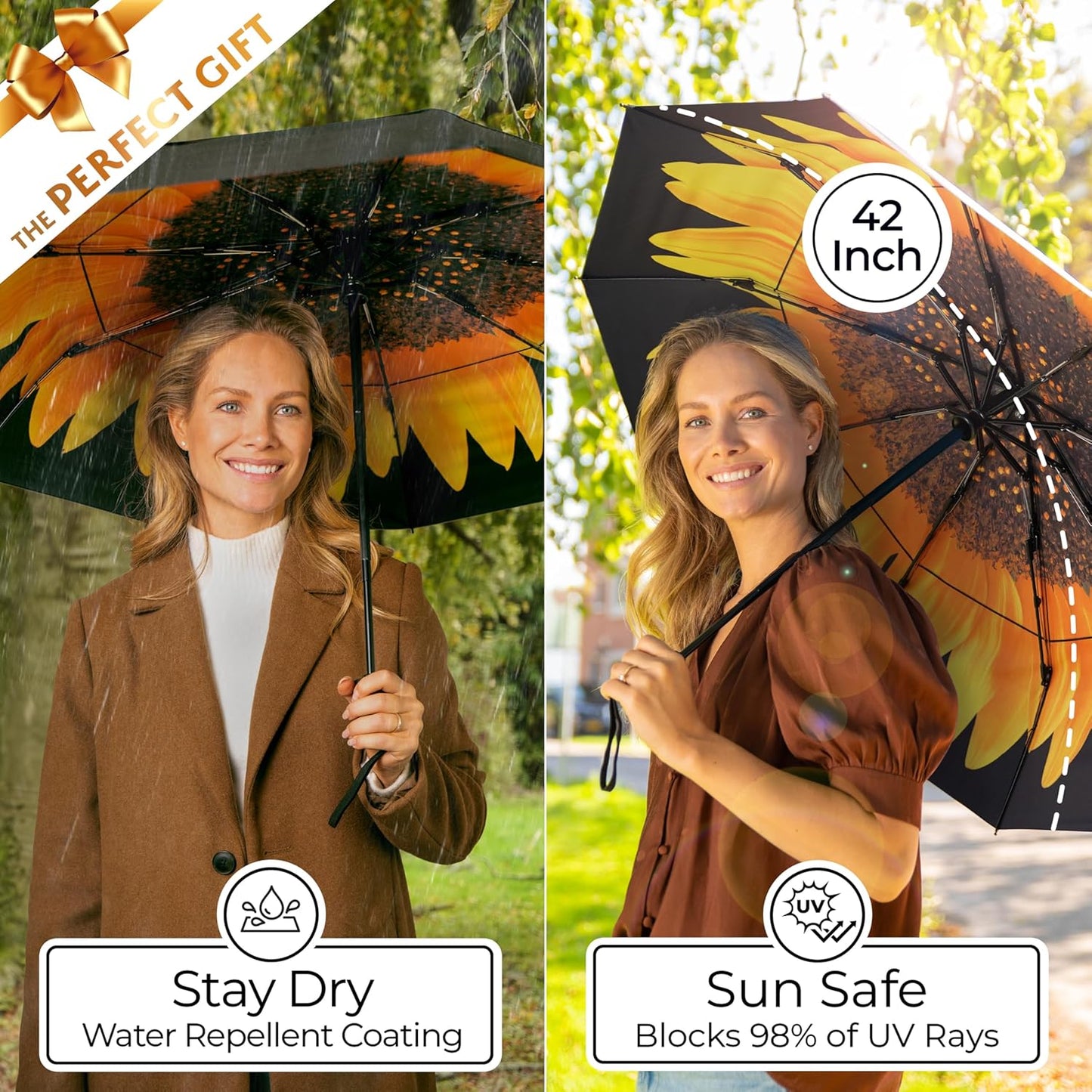 TUMELLA Strongest Windproof Travel Umbrella (Compact, Superior & Beautiful), Small Strong but Light Portable and Automatic Folding Rain Umbrella, Durable Premium Grip, Fits Car & Backpack