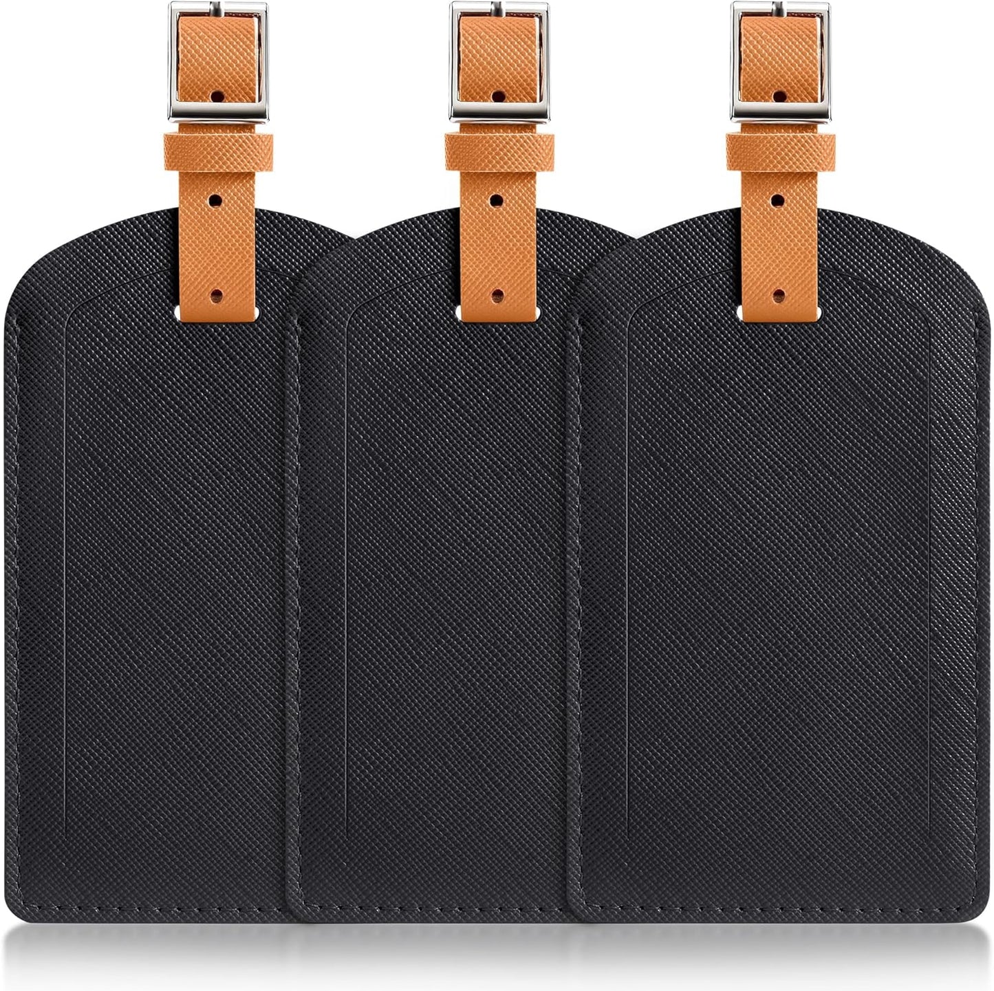 3 Pack Luggage Tags for Suitcases, TSA Approved Bag Tags, Baggage Tags with Privacy Protection, Travel Essentials Luggage Accessories, Black & Brown