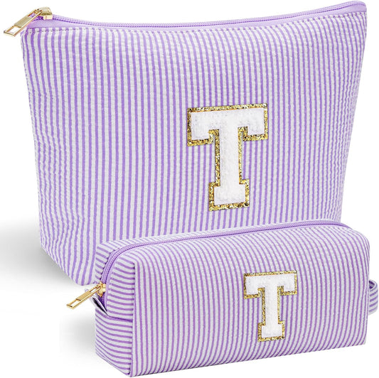 YOOLIFE Preppy Stuff Cute Cosmetic Bag Travel Bag - Large Makeup Bag Make Up Bag Cosmetic Bag Personalized Daughter Sister Gifts for Women Her Bridesmaid Gift Preppy Makeup Bag Tween Girls Gifts T