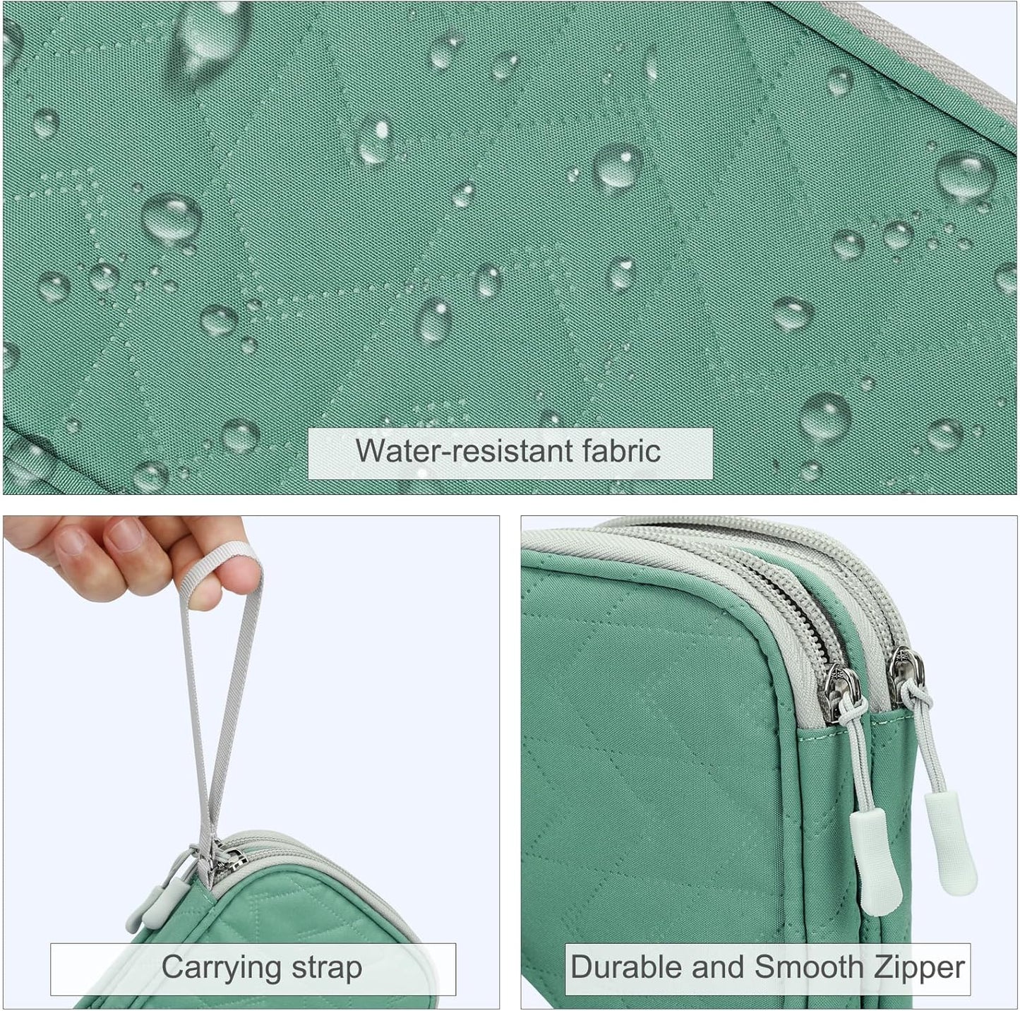 FYY Electronic Organizer, Travel Cable Organizer Bag Pouch Electronic Accessories Carry Case Portable Waterproof Double Layers All-in-One Storage Bag for Cable, Cord, Charger, Phone,-Pattern Green(M)