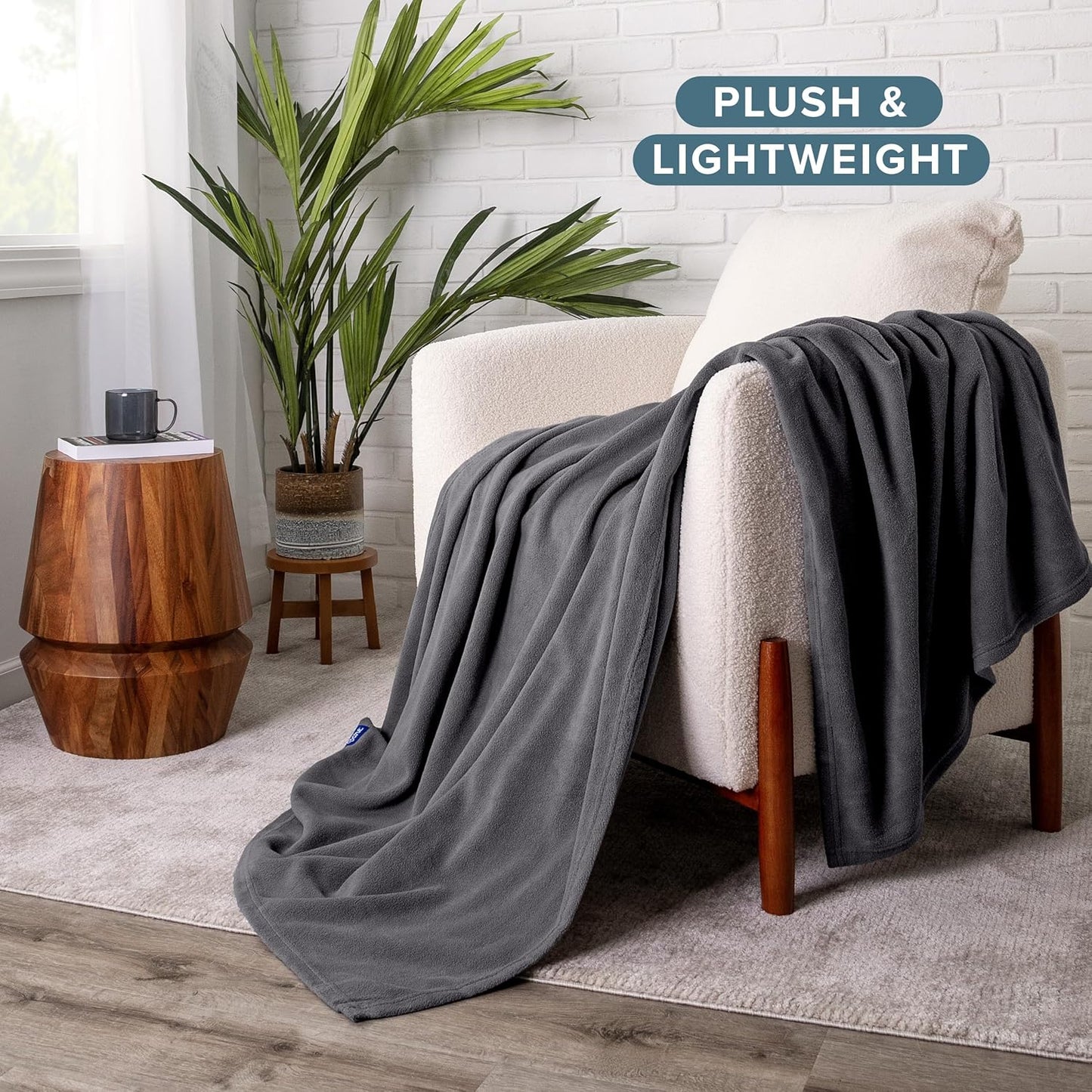 Bare Home Polar Fleece Blanket - Extra Long - Warm & Cozy - Premium Fleece - Throw for Bed, Sofa, Camping, Travel and Cold Nights - Lightweight Blanket (Twin/Twin XL, Forged Iron Grey)