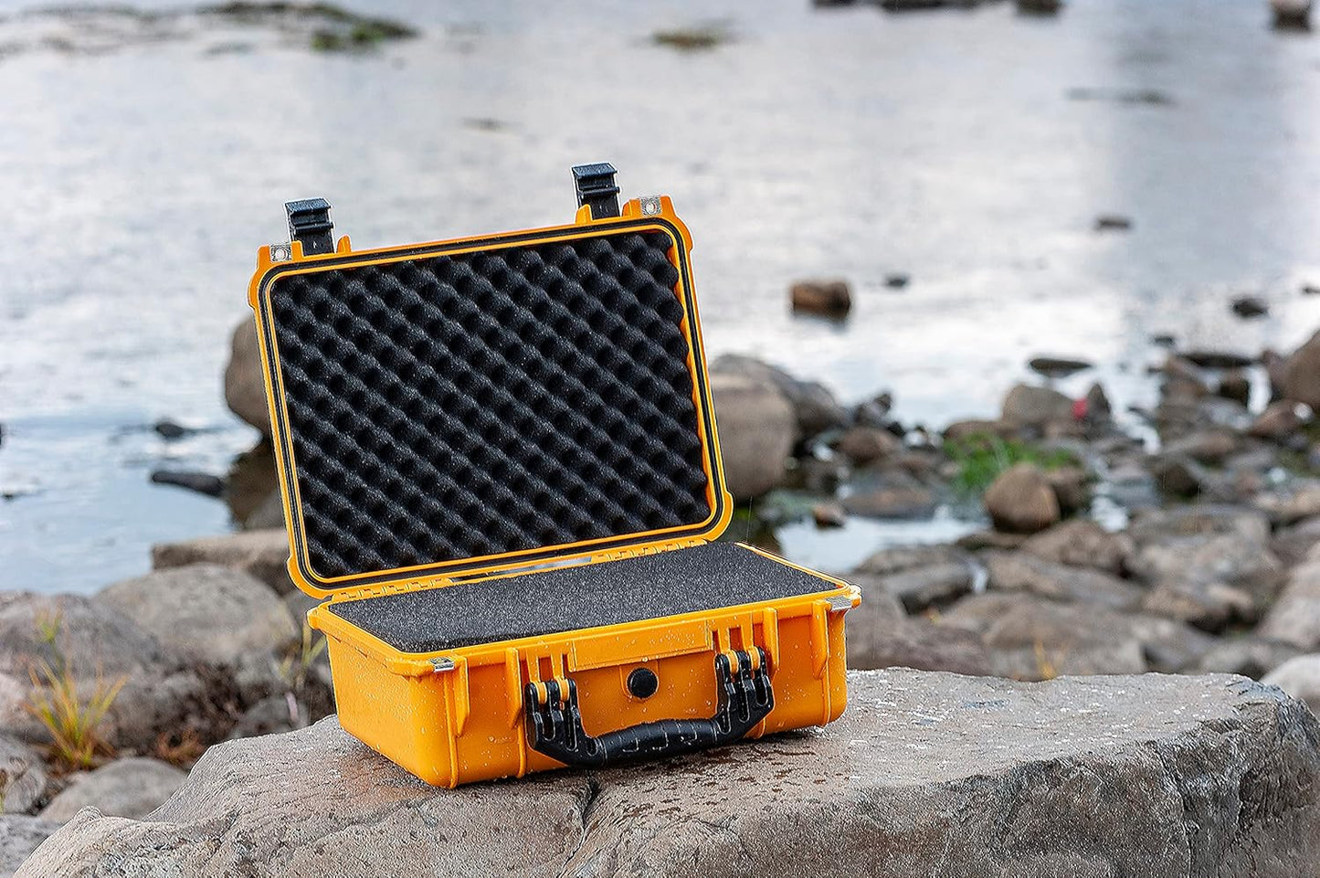 MEIJIA Portable All Weather Waterproof Camera Case With Foam,Fit Use of Drones,Camera,Equipments,Pistols,15.98x12.99x6.85inches