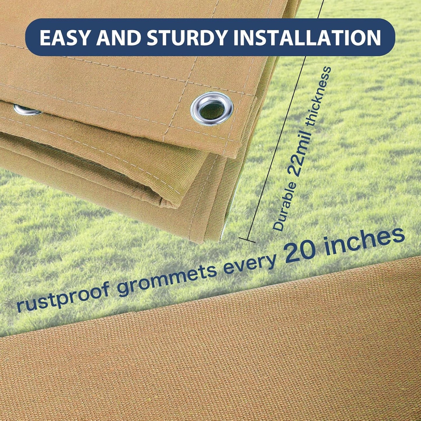 20’x20’ Canvas Tarp Heavy Duty Water Resistant Tarpaulins with Aluminum Grommets,UV Resistant, 22Mil Multipurpose Drop Cloth, 14oz Cover Sheet for Outdoor and Indoor Use with Ropes Yellow