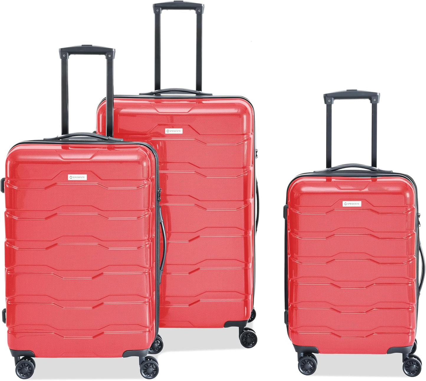 3 Piece Luggage Set, PC+ABS Lightweight Suitcase Sets with Spinner Wheels, Hardshell Luggage Sets with TSA Lock Red (20/24/28)