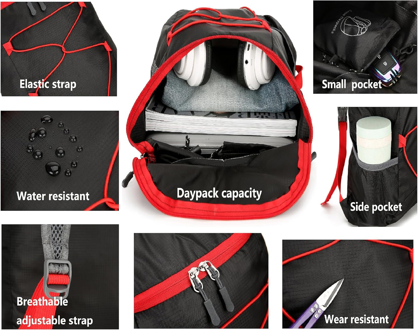 16L Hiking Daypack Lightweight Foldable Travel Backpack Water Repellent Camping Outdoor Packable Easy Carry-on Bag(Dark Blue)