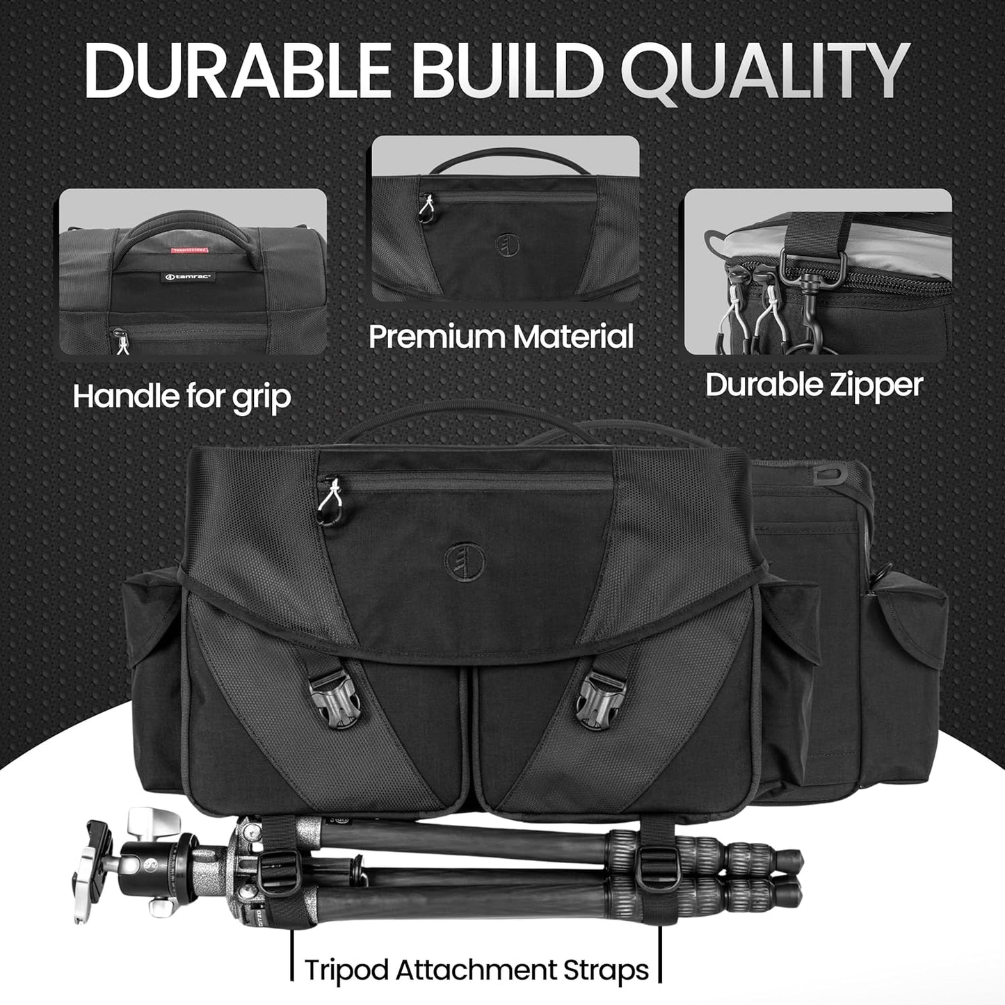 Tamrac Stratus 15 Camera Bag for Photographers, Camera Case for Photography Accessories, Shoulder Bag for DSLR and Mirrorless Cameras, Crossbody Camera Bag with Tripod Holder Strap - Black