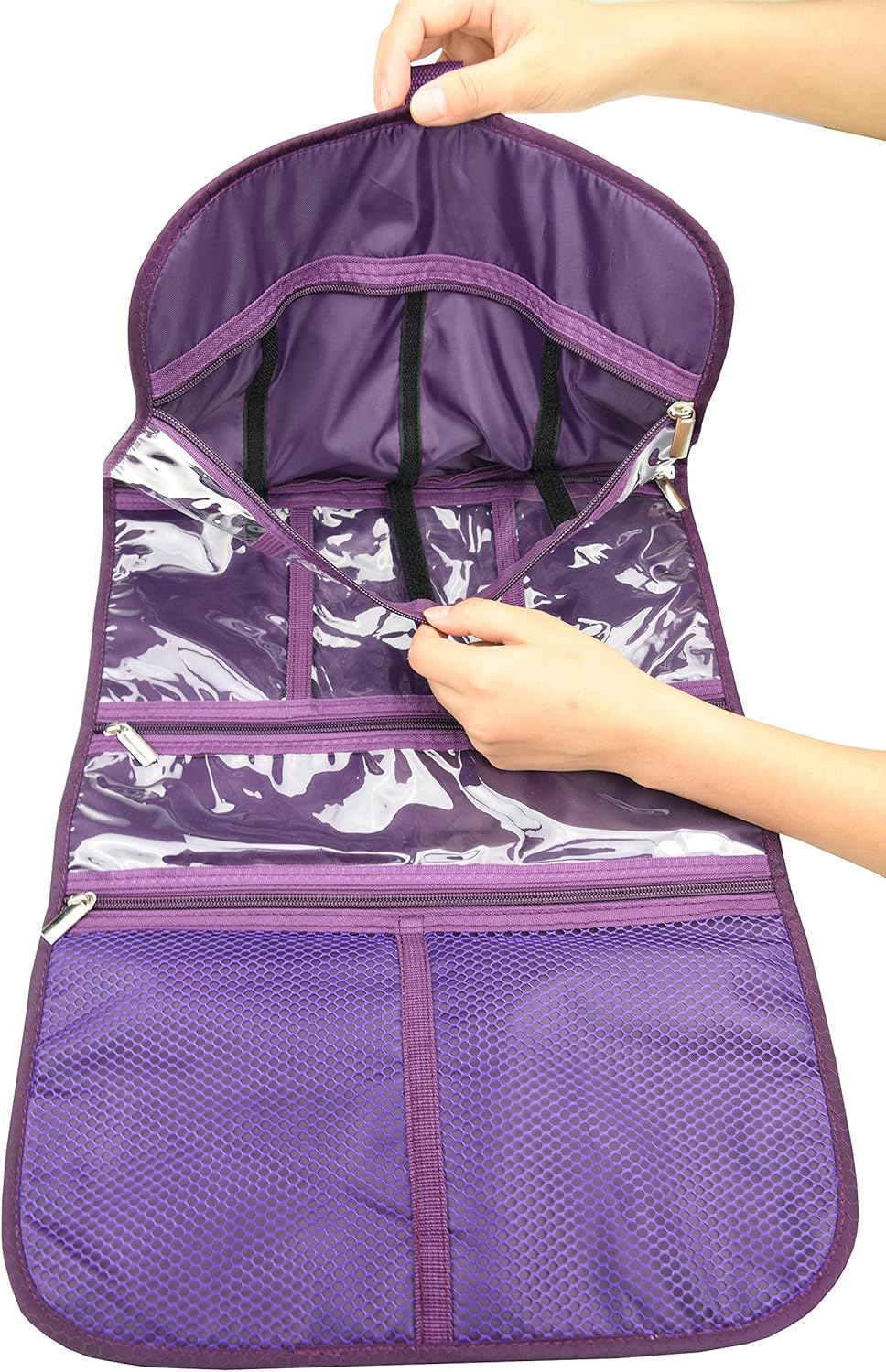 Freegrace Premium Hanging Toiletry Travel Bag - Cosmetic, Jewelry, Toiletry & Accessory Storage Organizer Bag, Large Size, Various Compartments