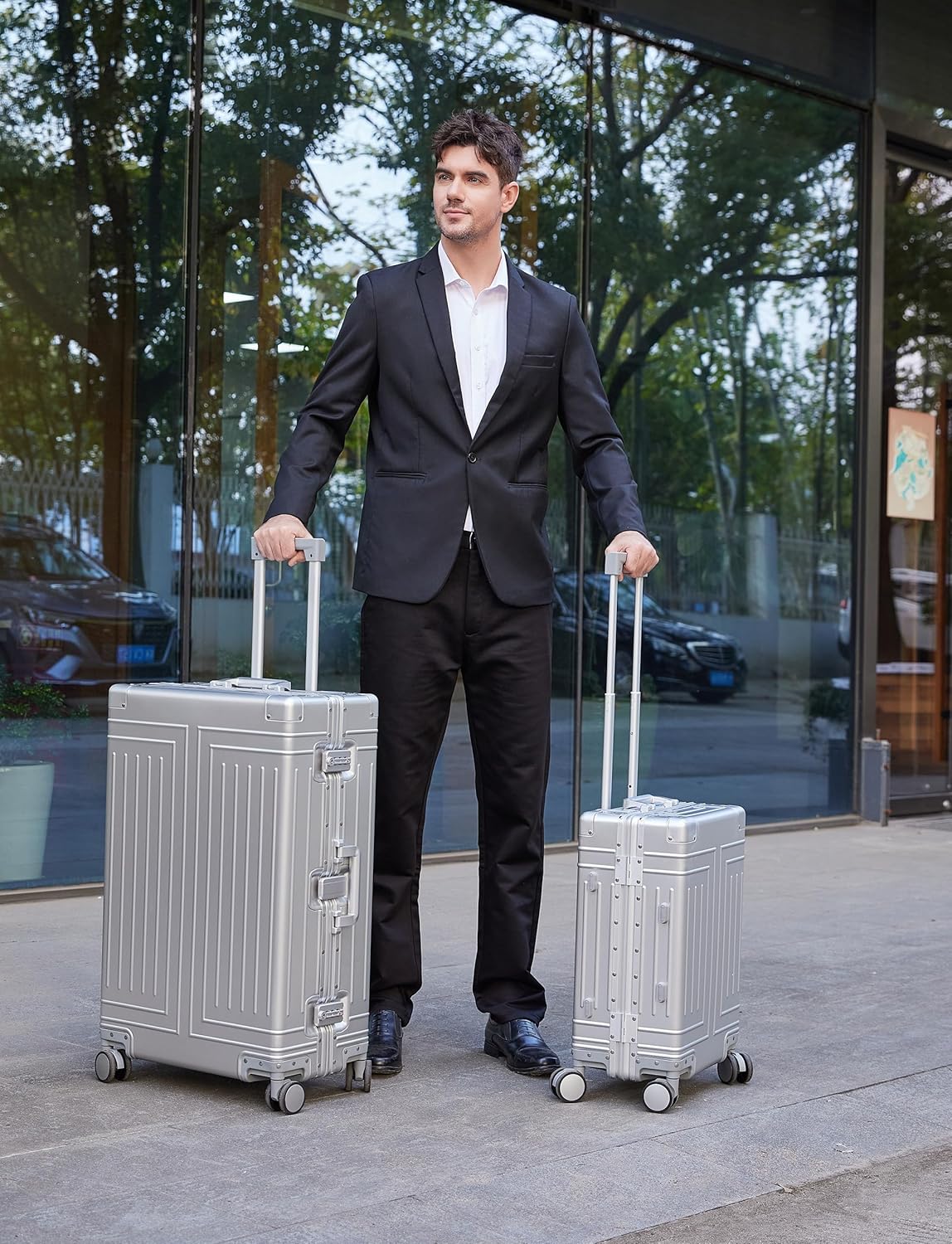 All Aluminum Magnesium Carry On Luggage，Cut from Whole Aluminum Sheet，22x14x9 Airline Approved ，（3rd Generation，Premium Magnesium Metal zipperless suitcase ） (silvery, 28inch)