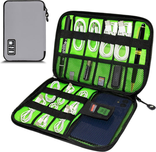 Electronics Organizer,Travel Cord Organizer Pouch, Portable Cable Organizer Bags,Travel Electronic Accessories Storage Case for Cables, Cords, Charger, Phone (Gray)