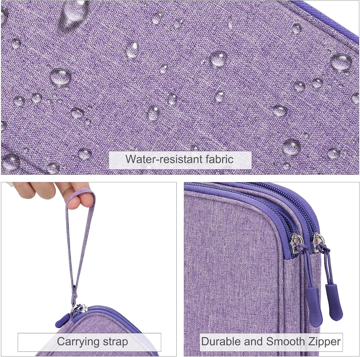 FYY Electronic Organizer, Travel Cable Organizer Bag Pouch Electronic Accessories Carry Case Portable Waterproof Double Layers Storage Bag for Cable, Cord, Charger, Phone, Large Size, Dark Purple