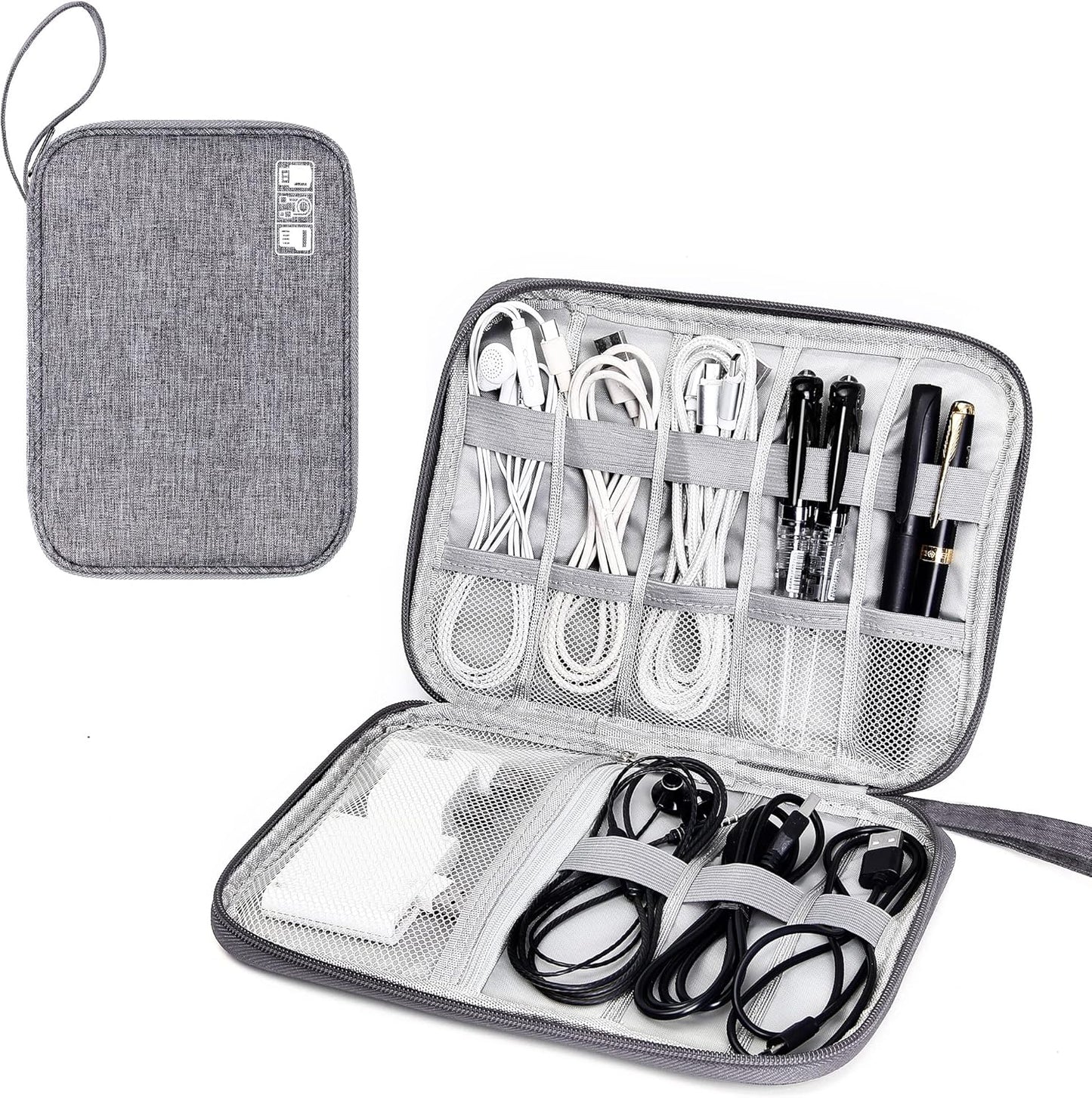 SELLYFELLY Travel Electronics Organizer Portable Cable Organizer Bag for Storage Electronic Accessories Case for Cord,Phone,Charger,Flash Drive (Gray)