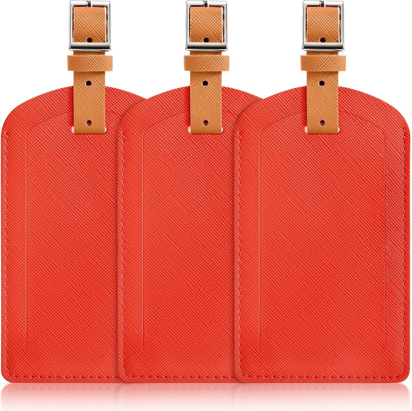 3 Pack Luggage Tags for Suitcases, TSA Approved Bag Tags, Baggage Tags with Privacy Protection, Travel Essentials Luggage Accessories, Red & Brown