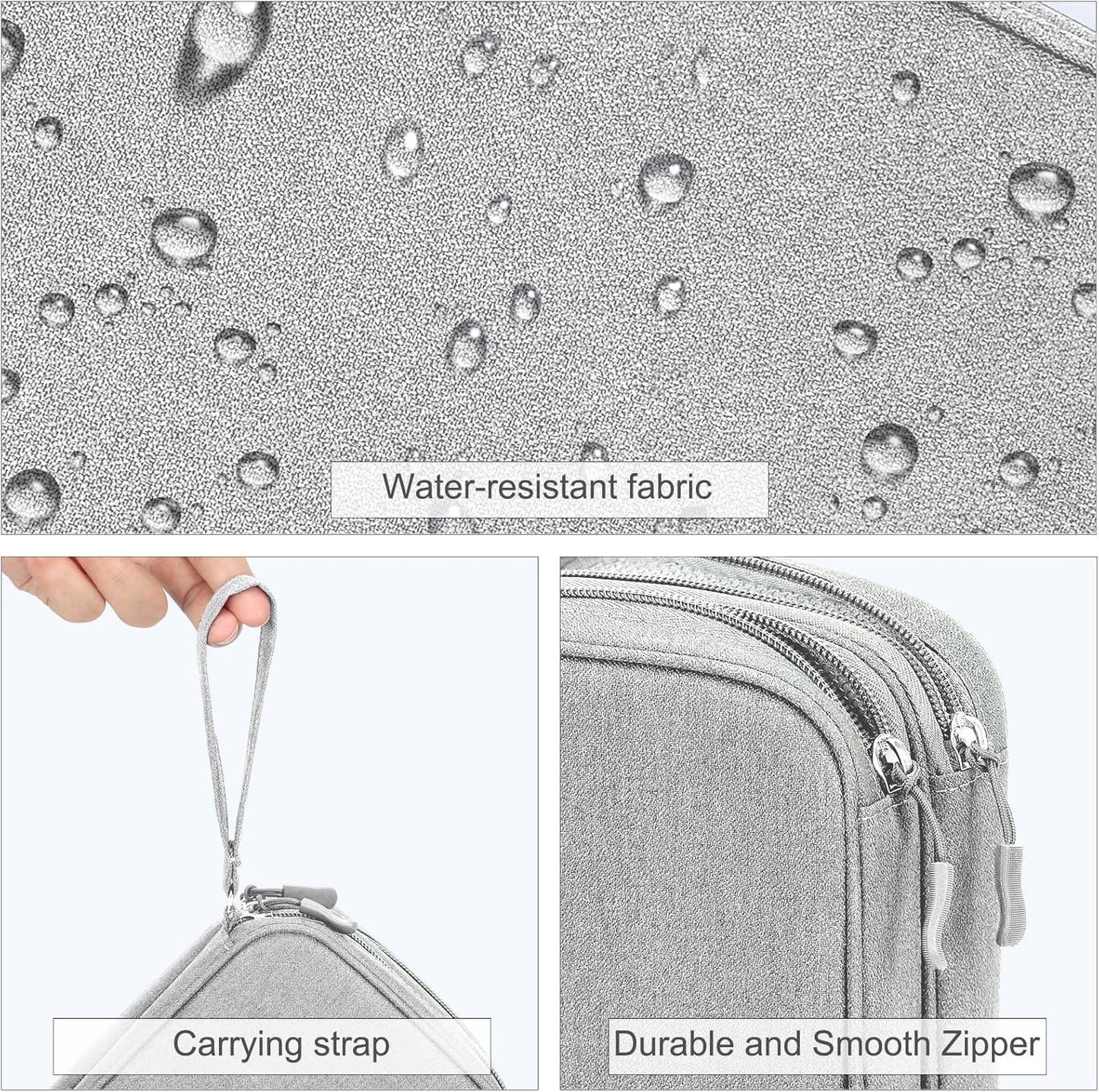 FYY Electronic Organizer, Large Travel Cable Organizer Bag Pouch Electronic Accessories Carry Case Portable Waterproof Double Layers All-in-One Storage Bag for Cable, Cord, Charger, Phone, Grey