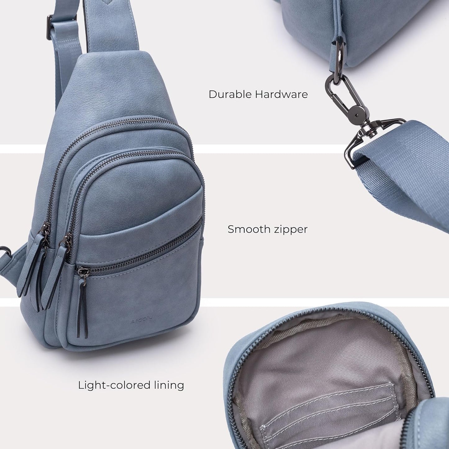 Alldaily Large Sling Bag for Women Crossbody Purse Leather Fashionable Trendy Chest Bag for Travel, Fanny Pack (Blue)