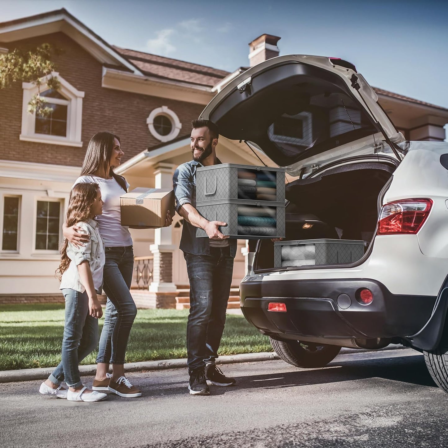 Sorbus Medium Clothes Storage Bags - Foldable Blanket Storage Bins for Organizing Bedroom, Closet, Clothing, Comforter, Organization with Clear Window, Lids and Carry Handles - Set of 11