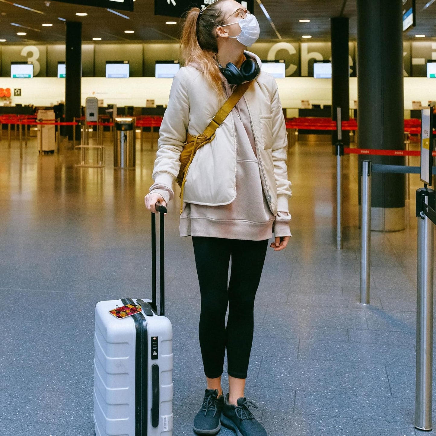 Colorful Roses Luggage Tags 2PCS PU Leather Suitcases Tag with Stainless Steel Loop and Privacy Name Address Cover Label Card for Women Men Travel