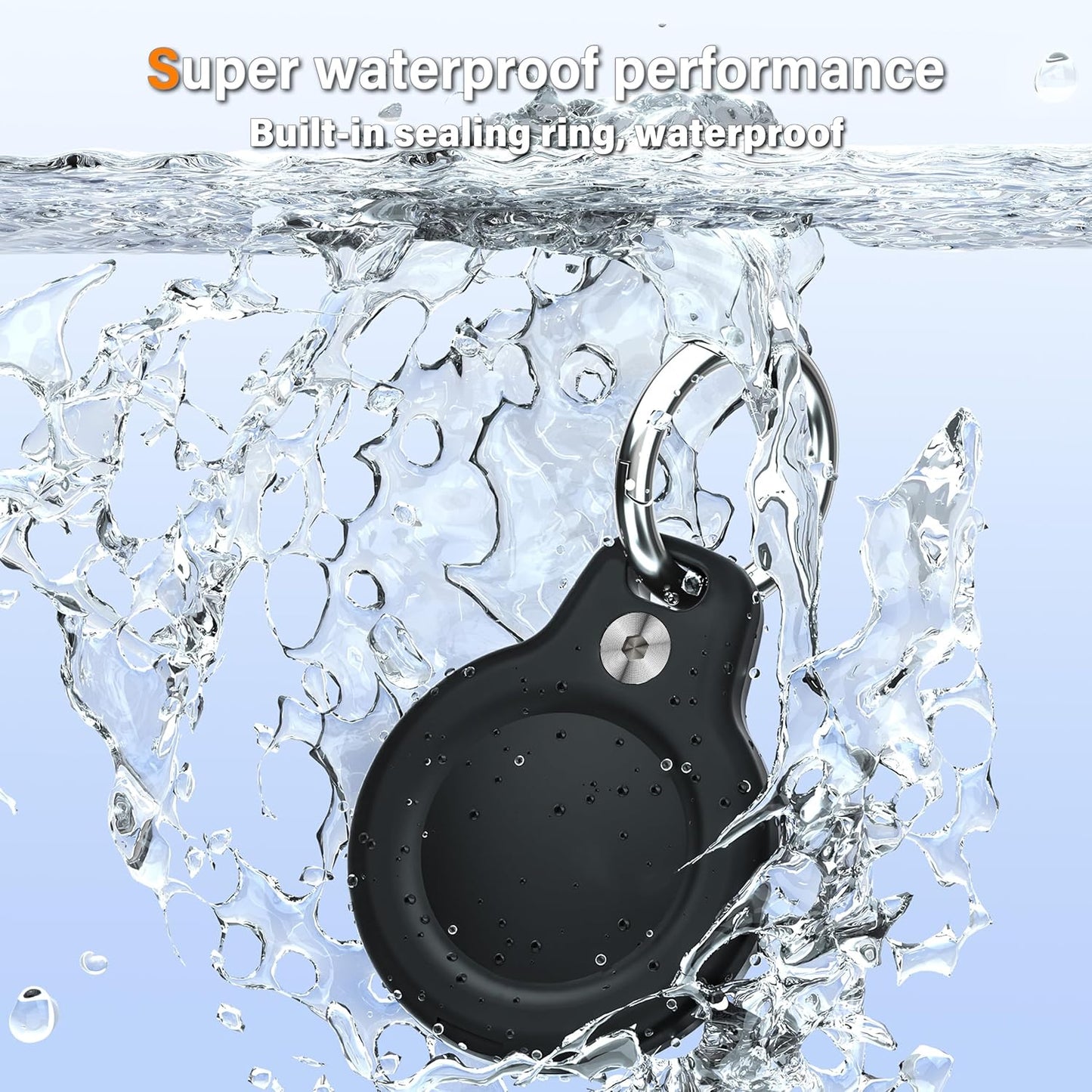 RFUNGUANGO Premium Waterproof Airtag Case, 4 Pack, Durable and Scratch Resistant, Suitable for Luggage, Backpacks, Dog Collars. All-Round Protection for Airtag, Black