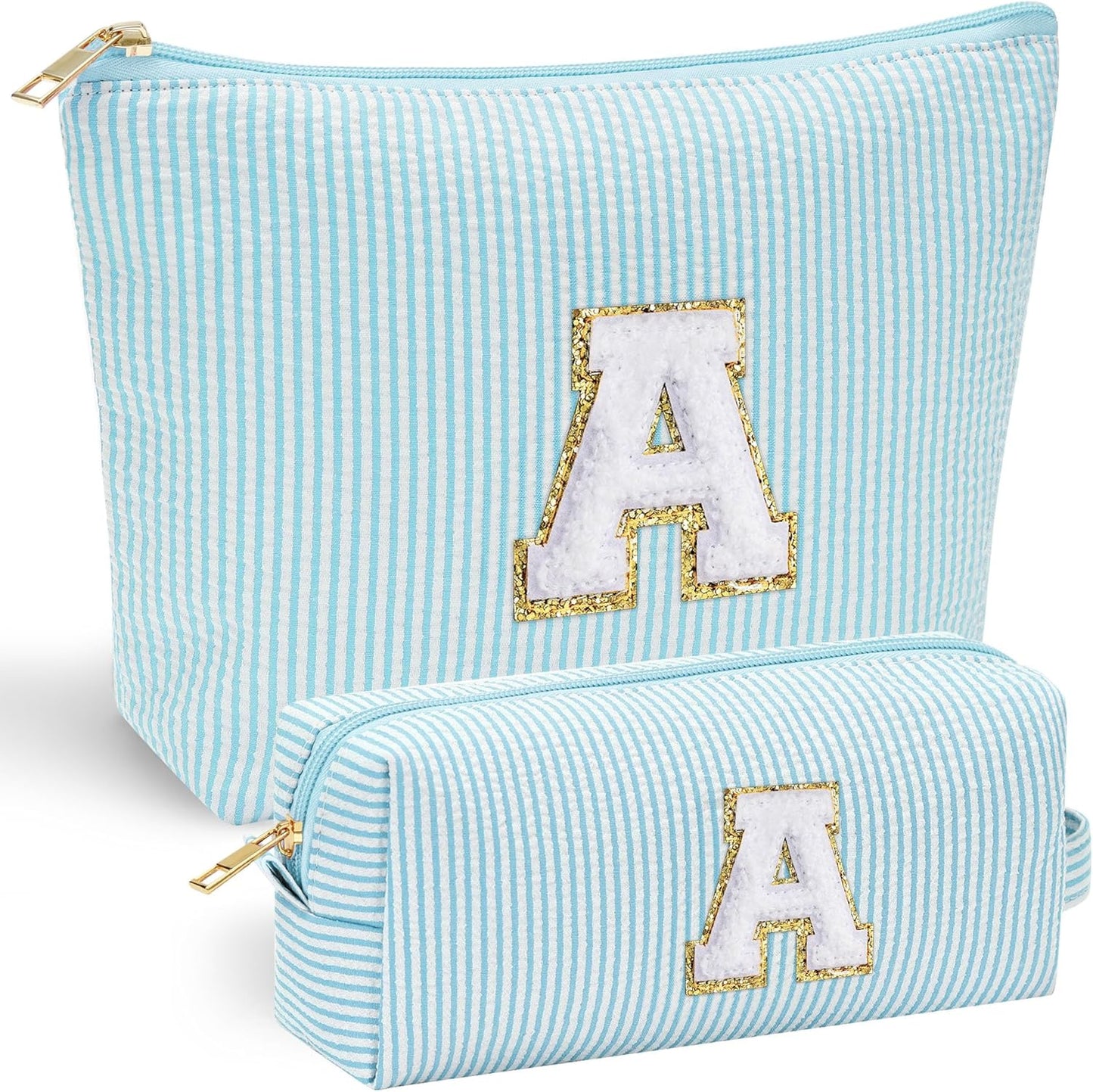 YOOLIFE Cute Makeup Bag for Girls Women - Cosmetic Bags for Teen Girl | Personalized Gifts for Women Her | Bridal Shower Gifts | Birthday Gifts for 3 4 5 6 7 8 9 10 11 12 13 Year Old Girls Initial A