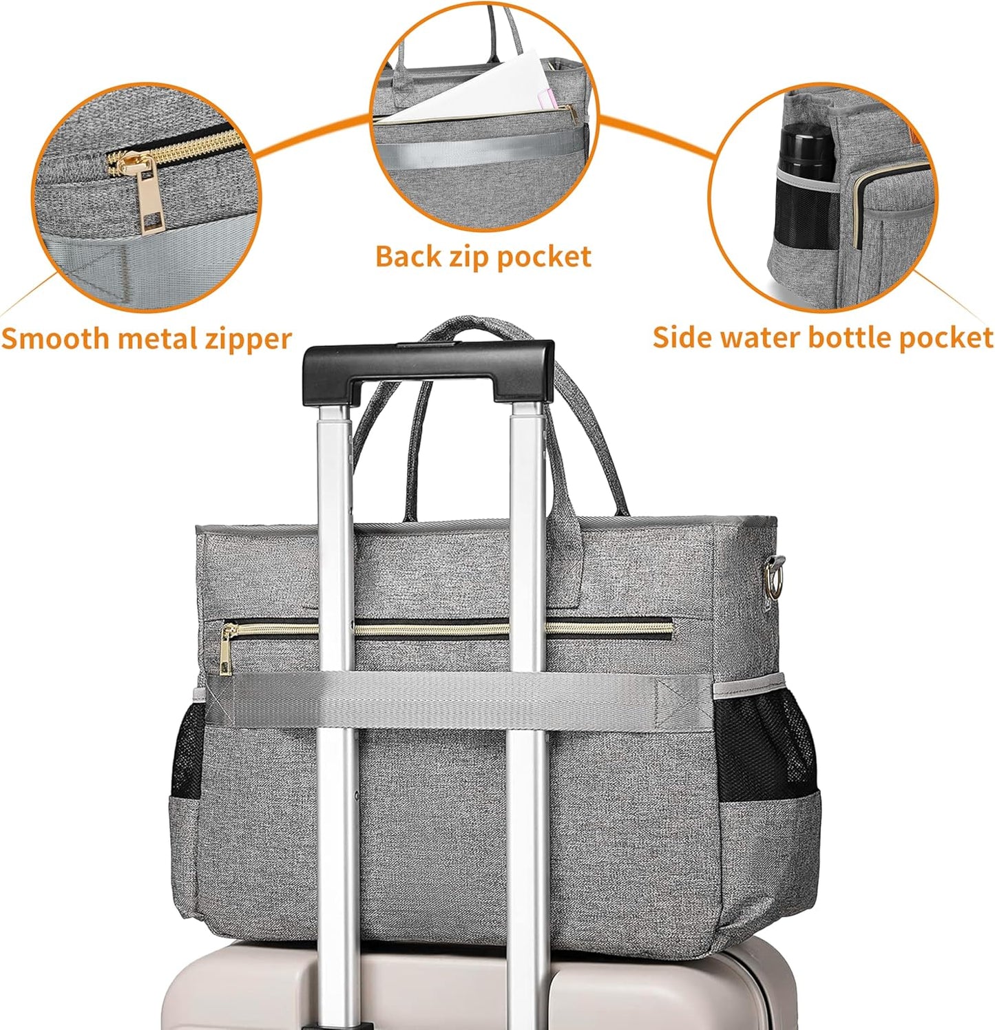 Laptop Tote Bag, Middle Size Computer Messenger Teacher Bag with 15.6'' Padded Laptop Sleeve