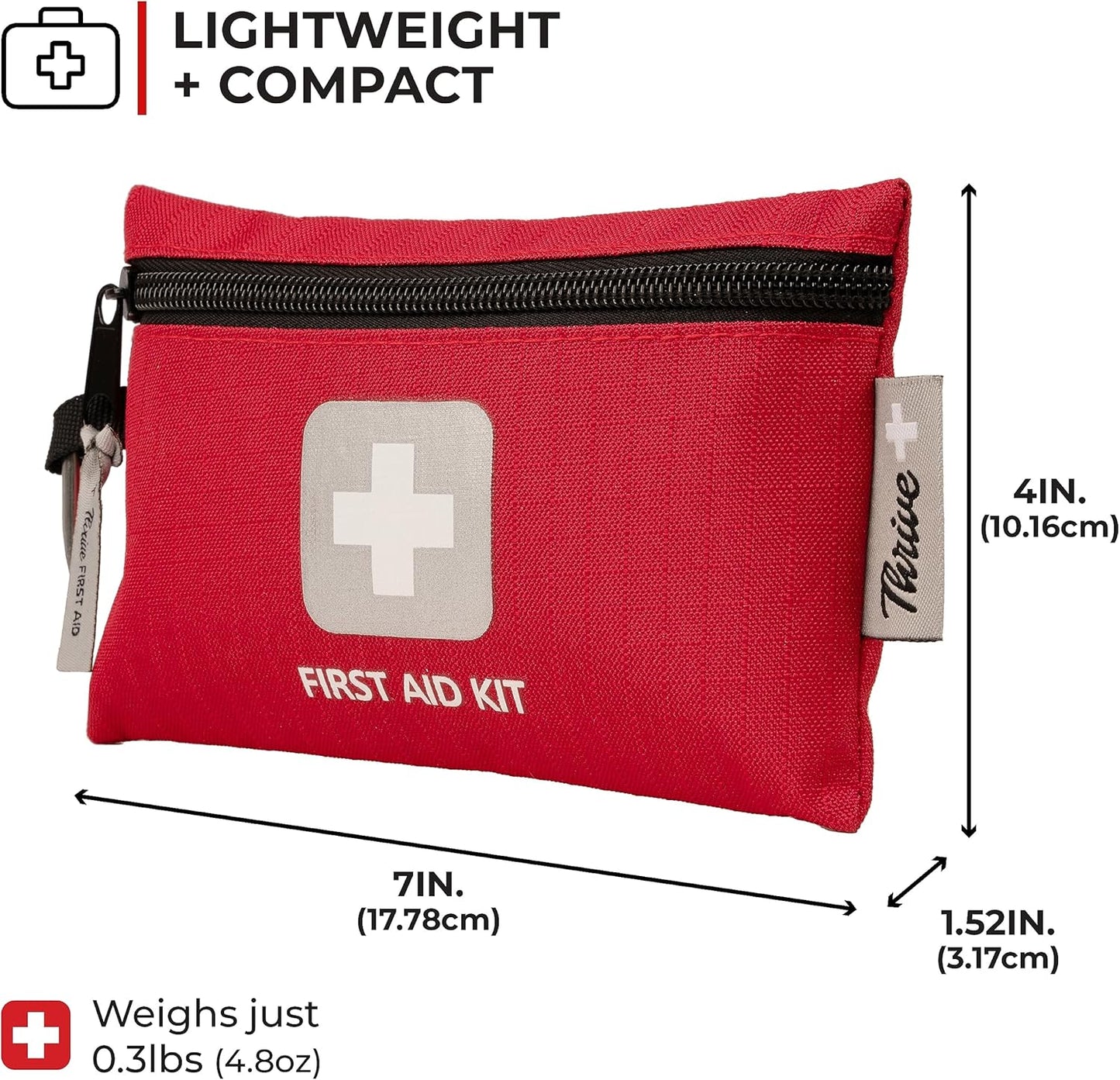 Thrive Mini Travel Emergency Kit - 66 Piece Set, Waterproof Rip-Stop Nylon Pouch for Theme Park Essentials & Travel Safety Products