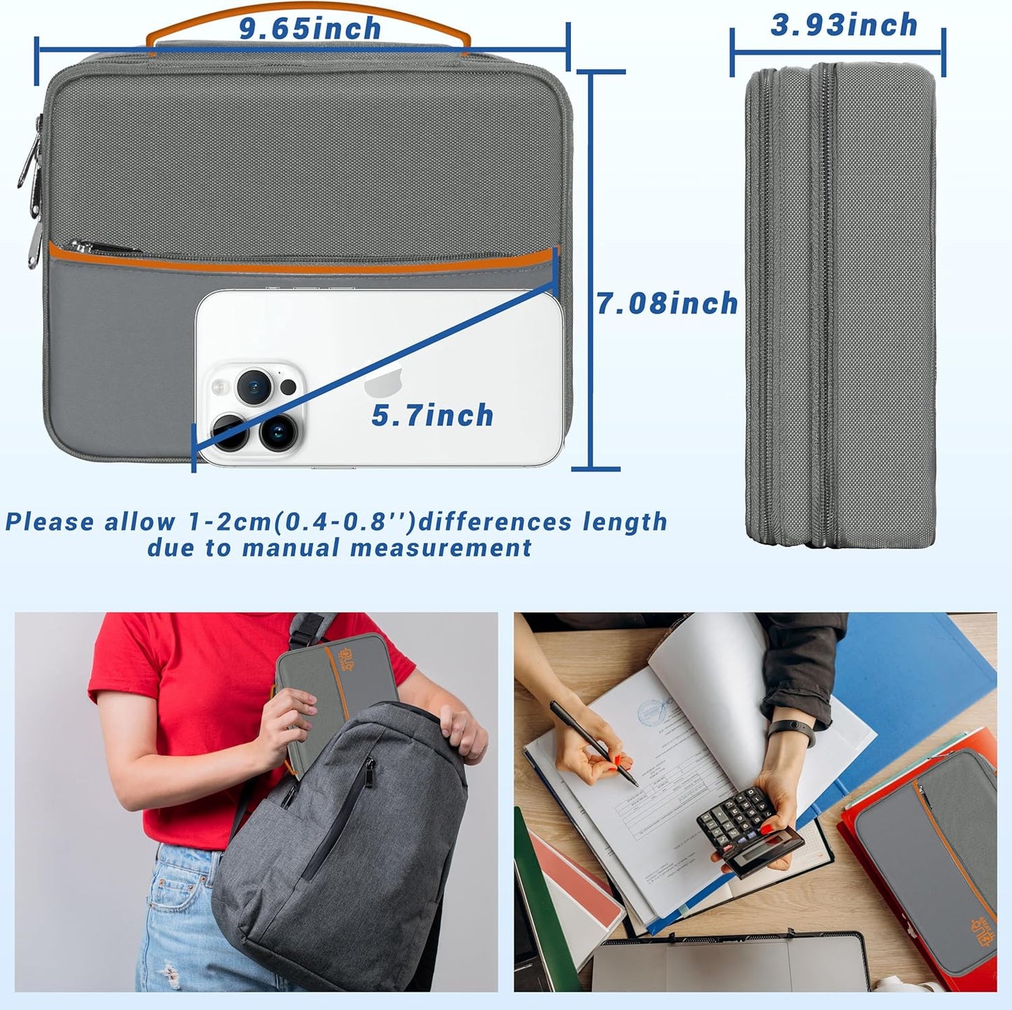 Electronics Organizer,Travel Cord Organizer Pouch, Portable Cable Organizer Bags, Waterproof Electronic Accessories Storage Case for Cables, Cords, Charger, Phone (Double Layer-Gray)