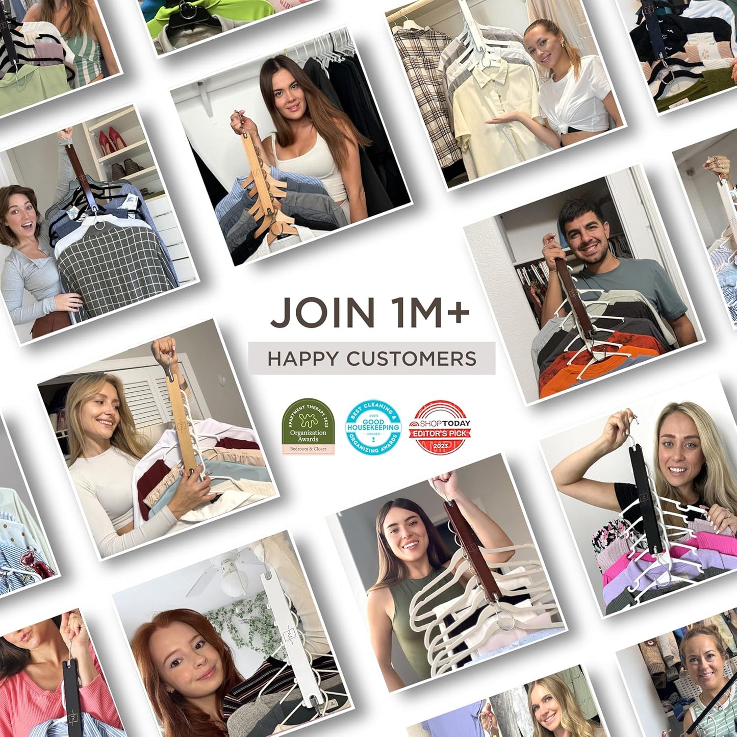 MORALVE Space Saving Hangers for Closet – 4 Pack European Beechwood 6-Tier Shirt Organizer with 360° Swivel Hook – Collapsible Clothes Hanger for Closet Organization (Hangers Not Included)