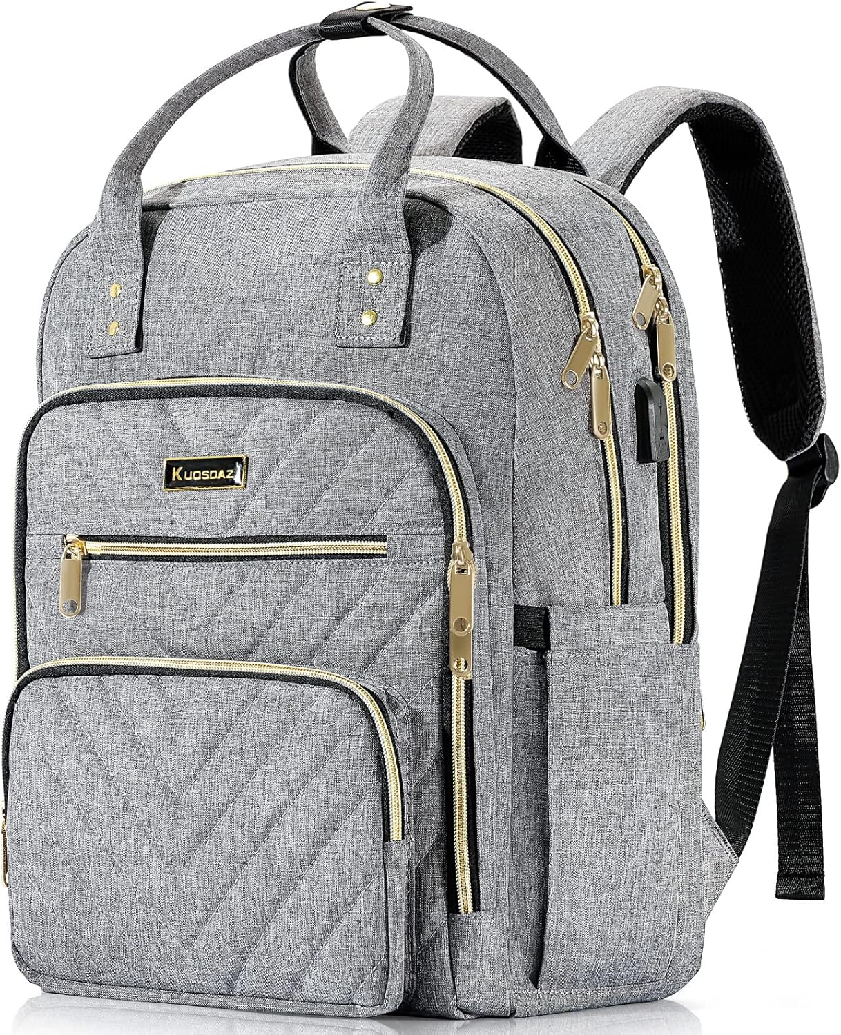 Laptop Backpack for Women Men, School Backpacks for Teens Girls Boys, 17.3 Inch Work Laptop Bag with USB Port Charging, Water Resistant College Bookbags for Girls, Grey