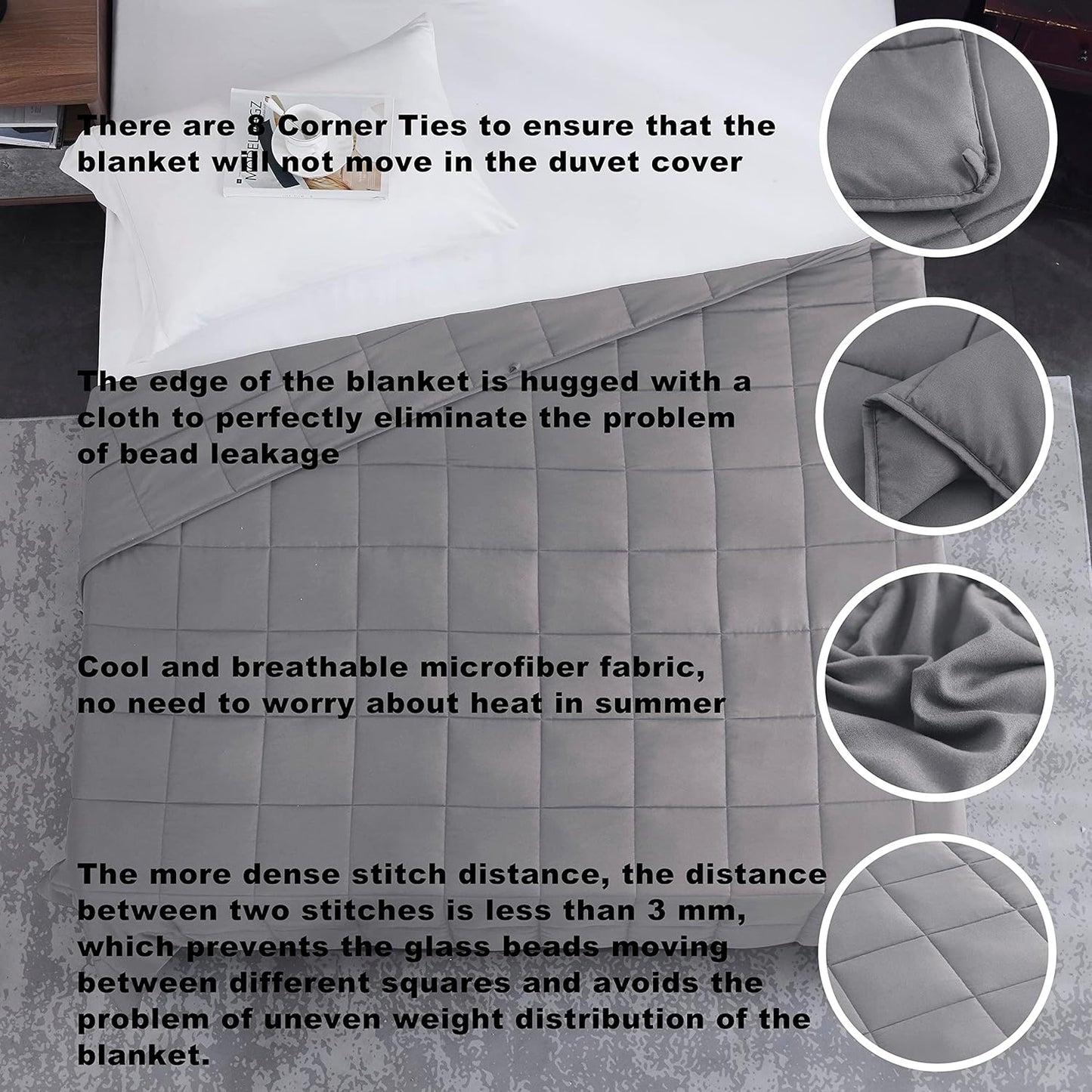 L'AGRATY Weighted Blanket - 80"x87" 20lbs Cooling Breathable Heavy Blanket Microfiber Material with Glass Beads for Adult All-Season Summer Fall Winter Soft Thick Comfort