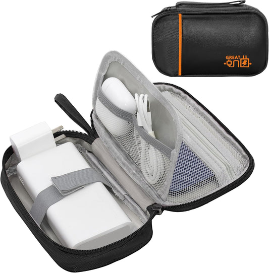 Electronics Organizer,Travel Cord Organizer Pouch, Portable Cable Organizer Bags, Waterproof Electronic Accessories Storage Case for Cables, Cords, Charger, Phone (Single Layer-Small-Black)