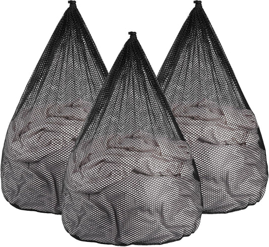 3Pcs Mesh Laundry Bags Washing Machine Mesh Wash Bags Jumbo for Delicates Clothes,Bed Linen,Toys with Drawstring Closure Sturdy (Black, Jumbo 3 pcs)