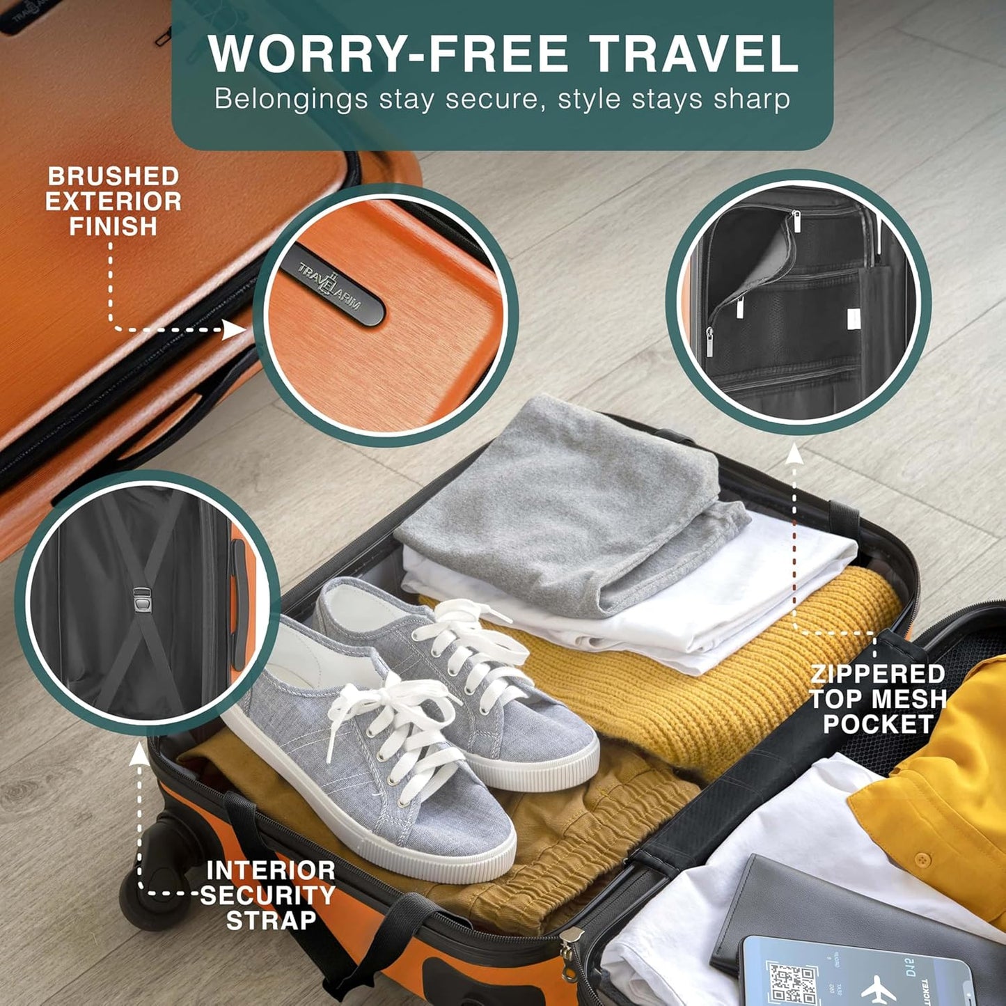 28 Inch Luggage with Spinner Wheels, Hard Shell Suitcase with TSA Locks for Luggage, Travel Large Suitcase, Expandable Hard Shell Suitcases, Orange