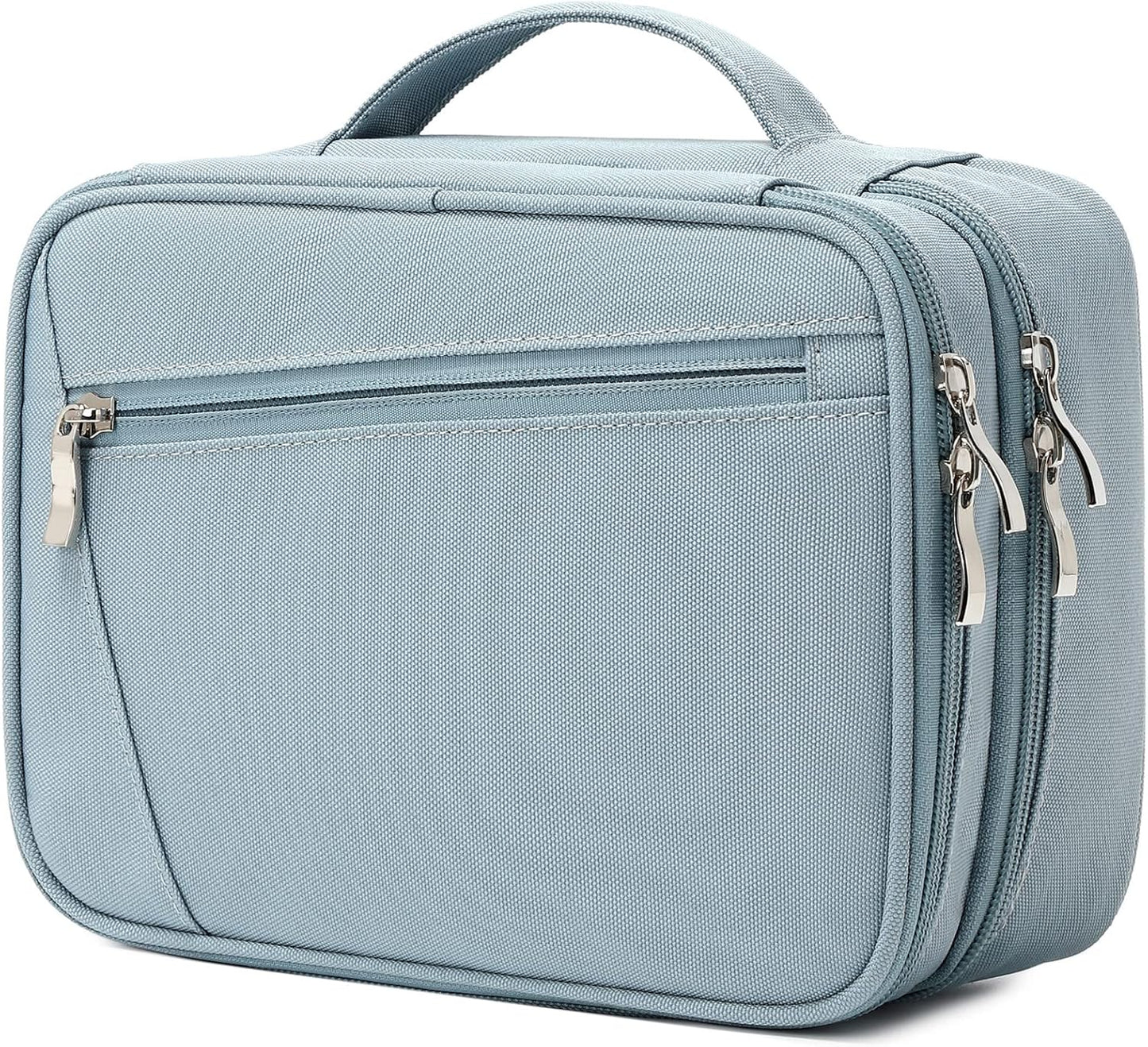 mygreen Electronics Travel Organizer, Watreproof Electronic Accessories Case Portable Double Layer Cable Storage Bag for Cord, Charger, Flash Drive, Phone, Ipad Mini, SD Card, Gifts for Him Grey Blue