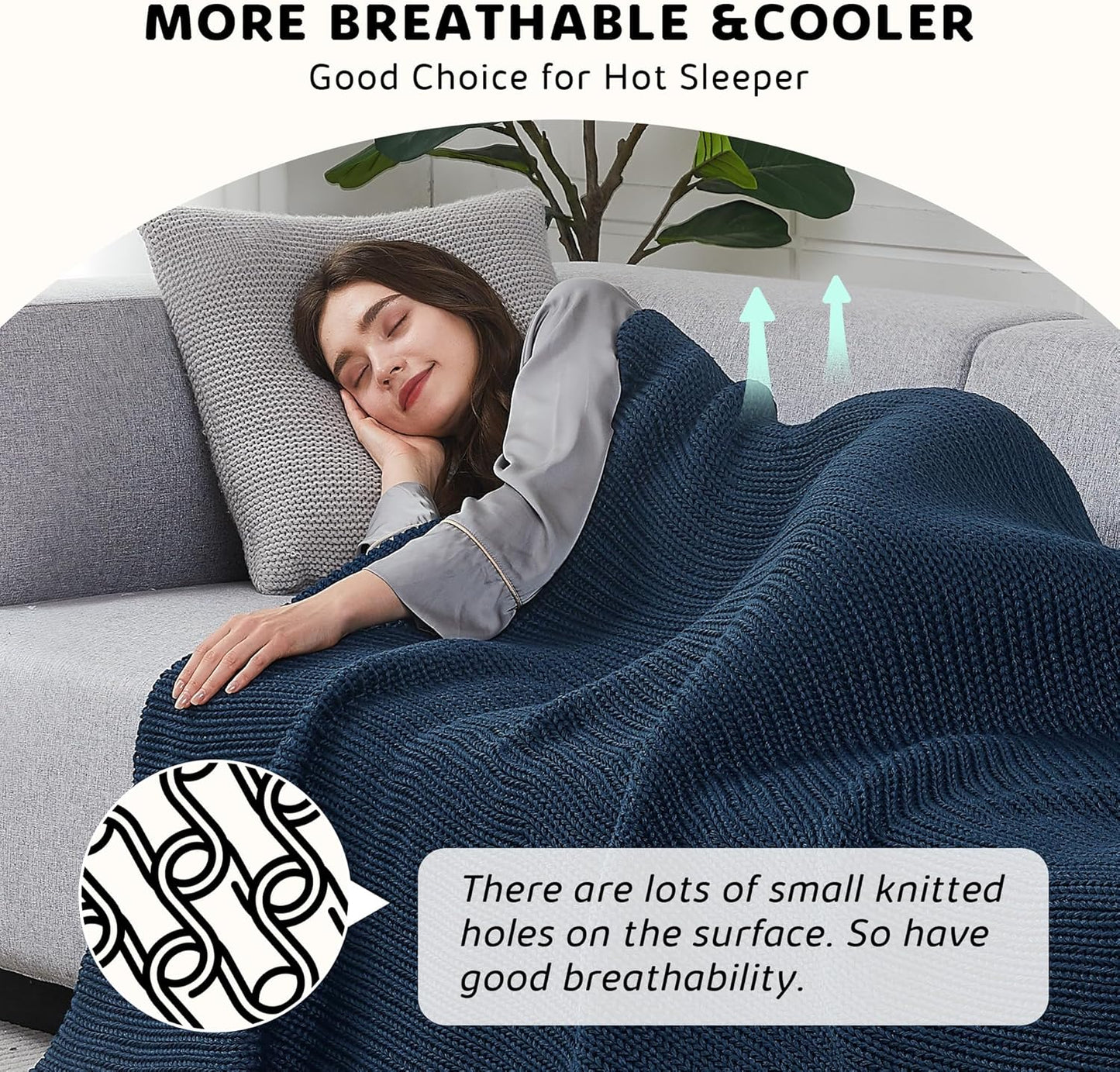 L'AGRATY Knitted Weighted Blanket - 48"x72" 15lbs Cooling Chunky Knit Heavy Blanket for Adults Braided Crochet Throw Thick Cable Yarn Knit Decorative No Beads Evenly Weighted Machine Washable