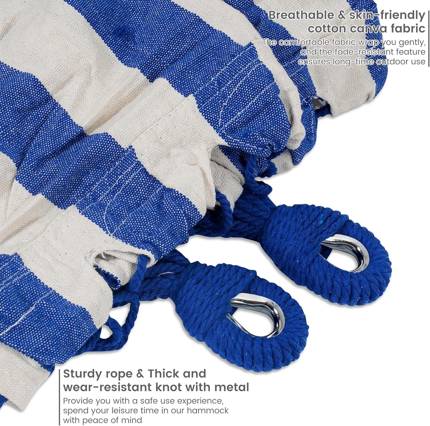 Lazy Daze Hammocks Double Hammock with 9 ft Space-Saving Steel Stand Includes Portable Carrying Case, 450 Pounds Capacity (Blue White)