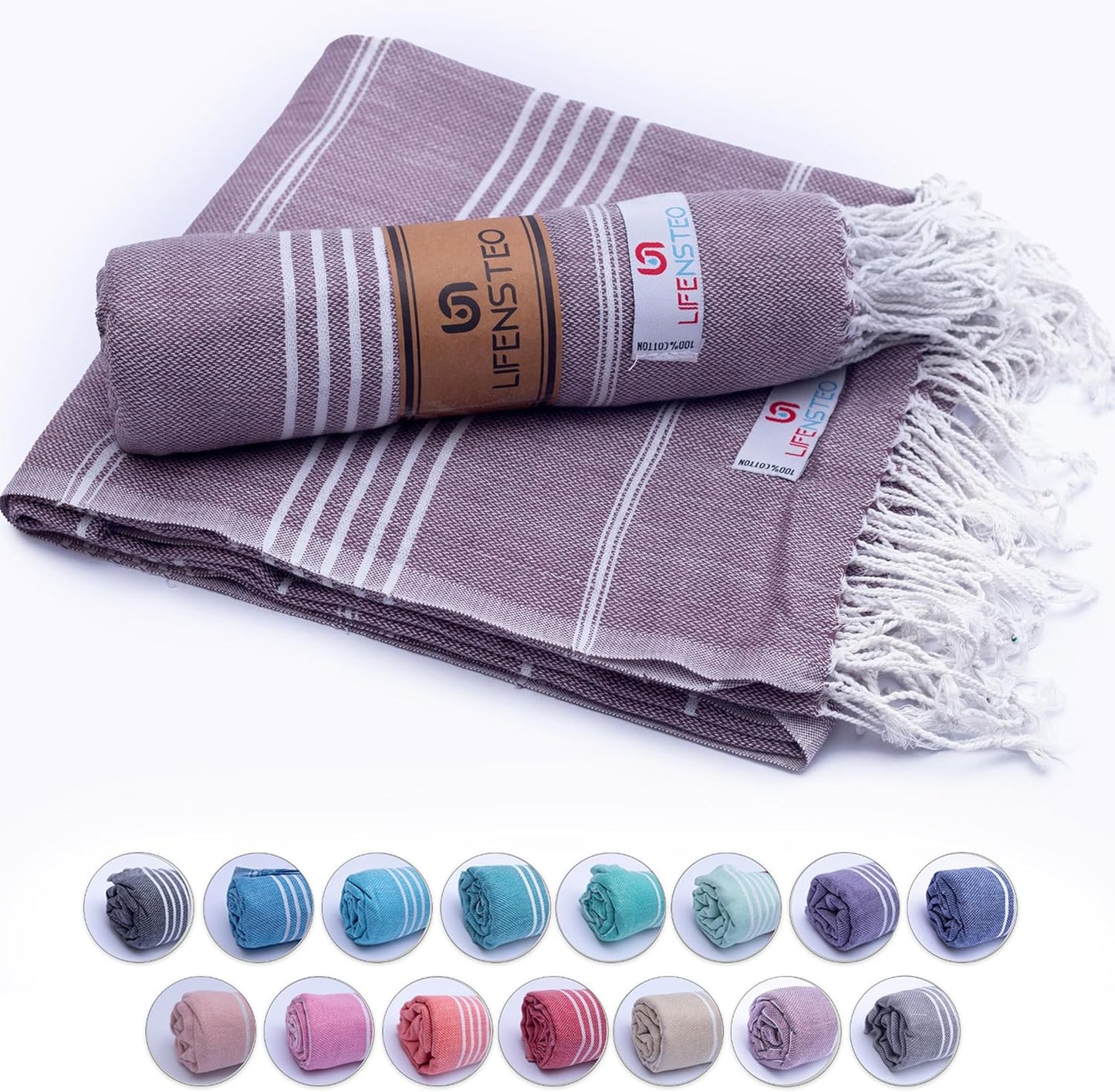 Turkish Beach Towel - 40x71 inch Oversized Sand Resistant Prewashed Turkish Towel - 100% Turkish Cotton Quick Drying, Compact, Lightweight Turkish Towel for Beach, Bath, Pool, Gym, Yoga.
