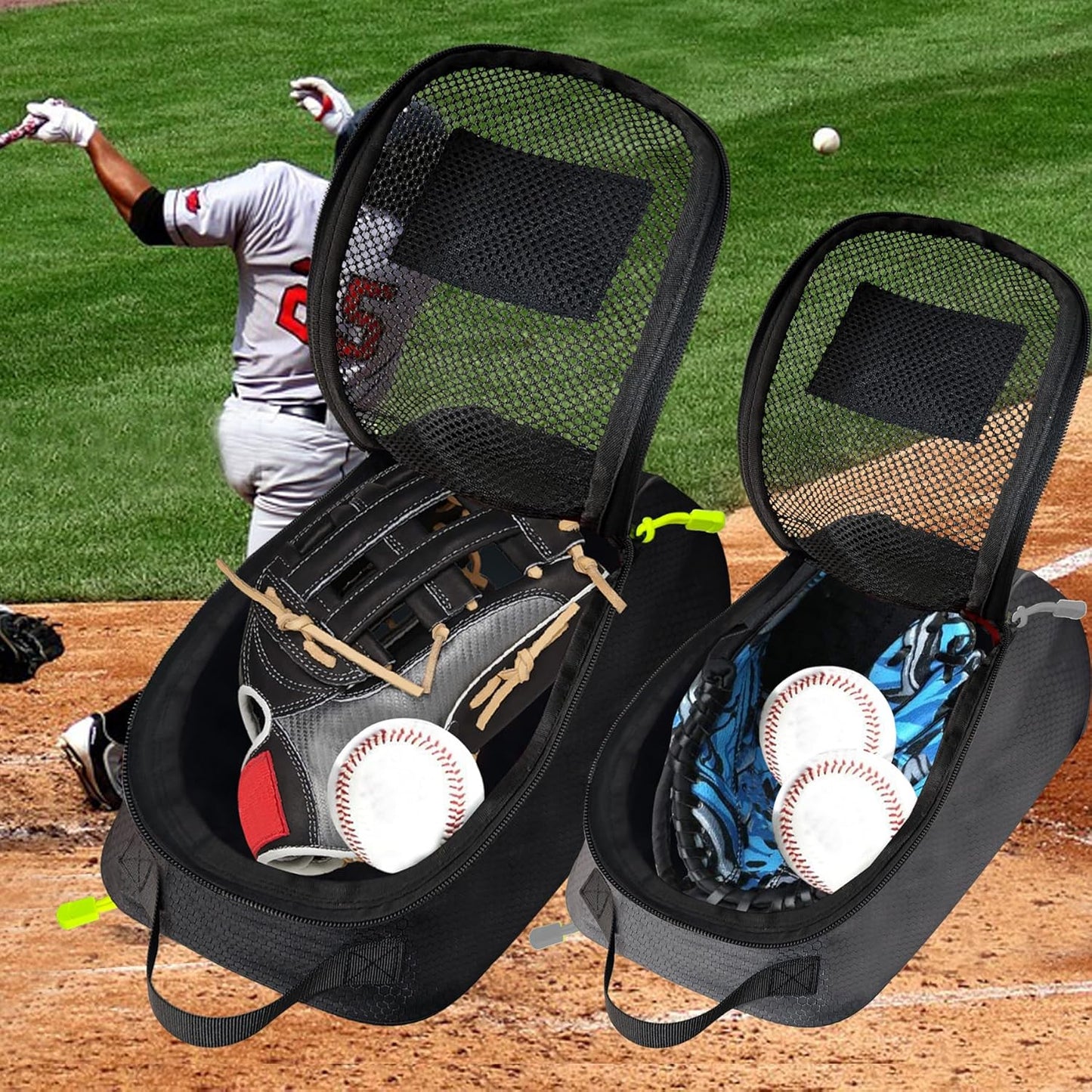 Shoe Bag Golf Travel Soccer Gym Sport with Side Accessory Outside Pocket for Socks Shoe Pouch Portable Large Shoe Storage Bag for Packing Zippered (Black Grey)