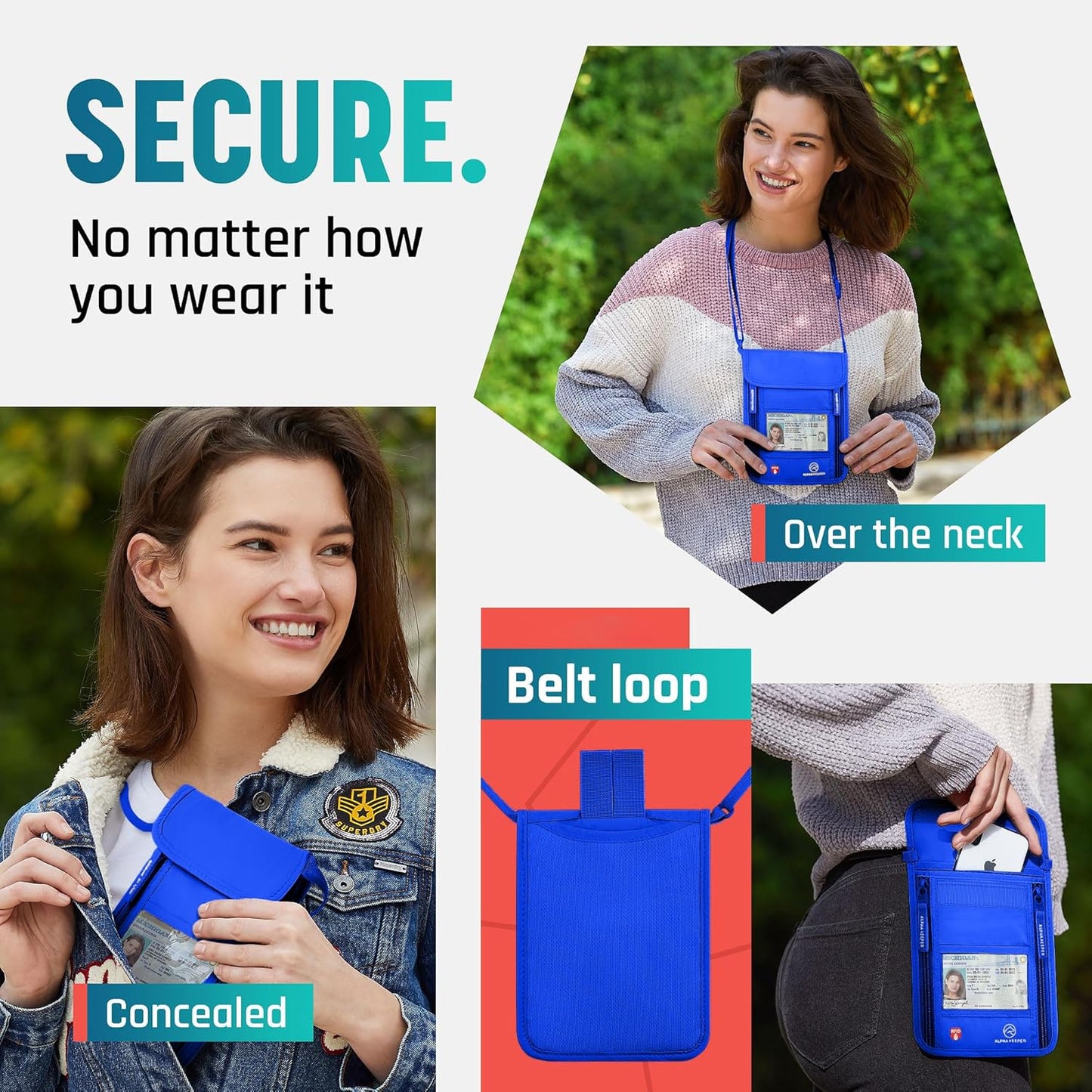 Neck Wallet, Travel Pouch For Passport Holder And Documents, Travel Neck Wallet For Traveling Women.