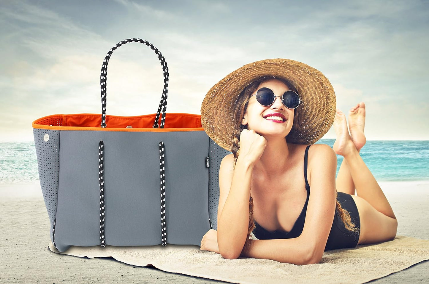 QOGiR Neoprene Multipurpose Beach Bag Tote with Inner Zipper Pocket … … … …