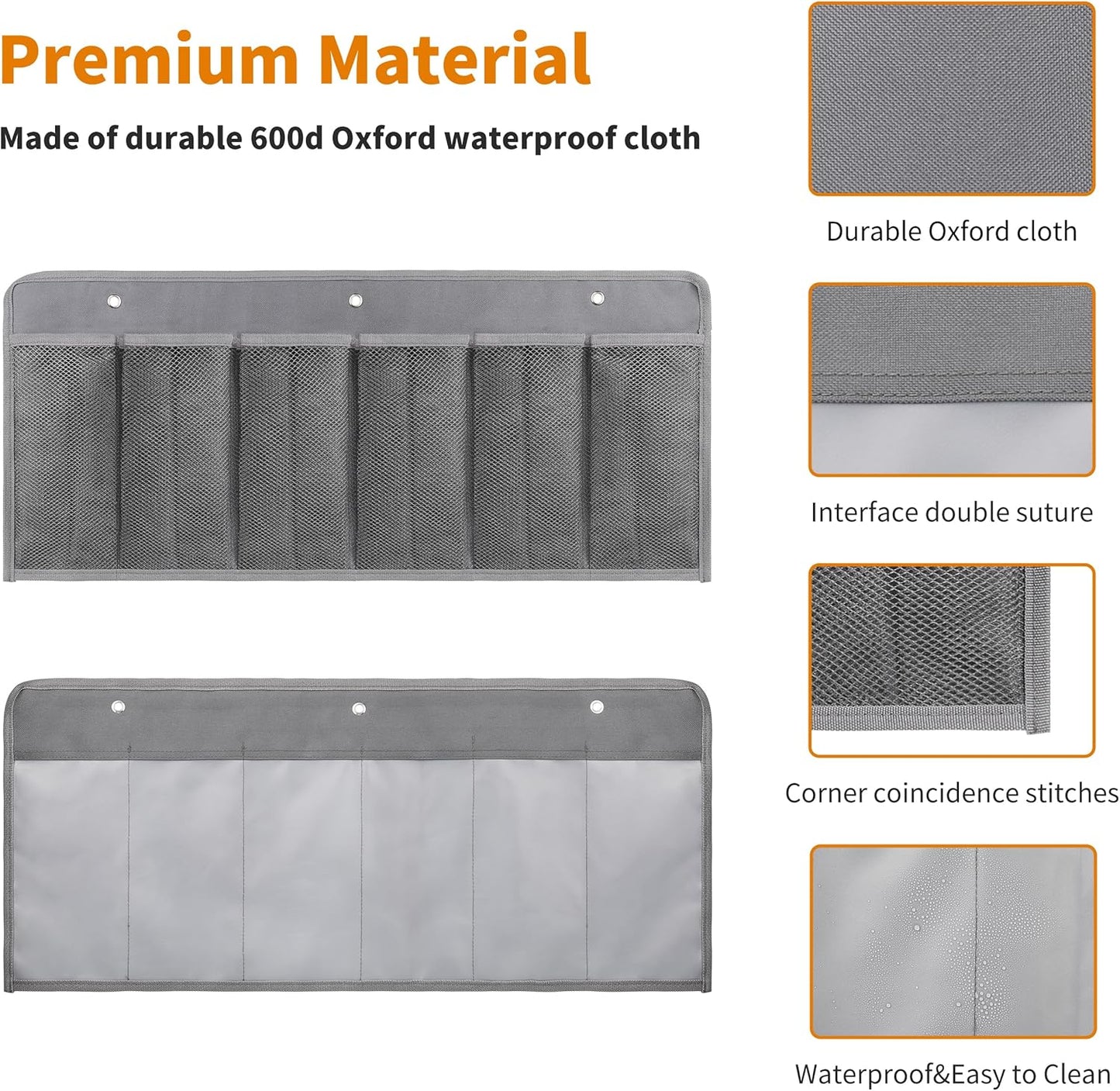 RV Shoe Pockets 6 Large Pockets Heavy Hanging Bedside Storage Organizer with Sturdy Hooks Storage Pockets Hangs on bed for Shoes Toys and Tool Accessories