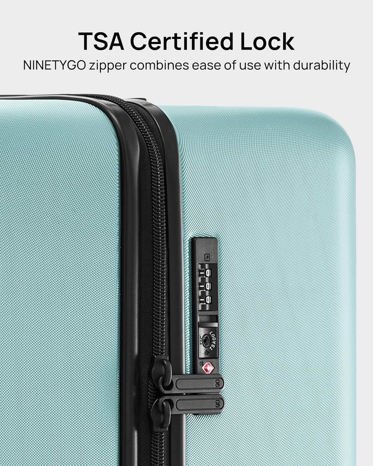 NINETYGO Trunk Luggage 22 Inch, Small Checked Luggage with Double Spinner Wheels, Anti-Burst Zipper, Hard Case PC Suitcase, Lightweight Travel Luggage, TSA Approved (Crystal Green, Hudson)