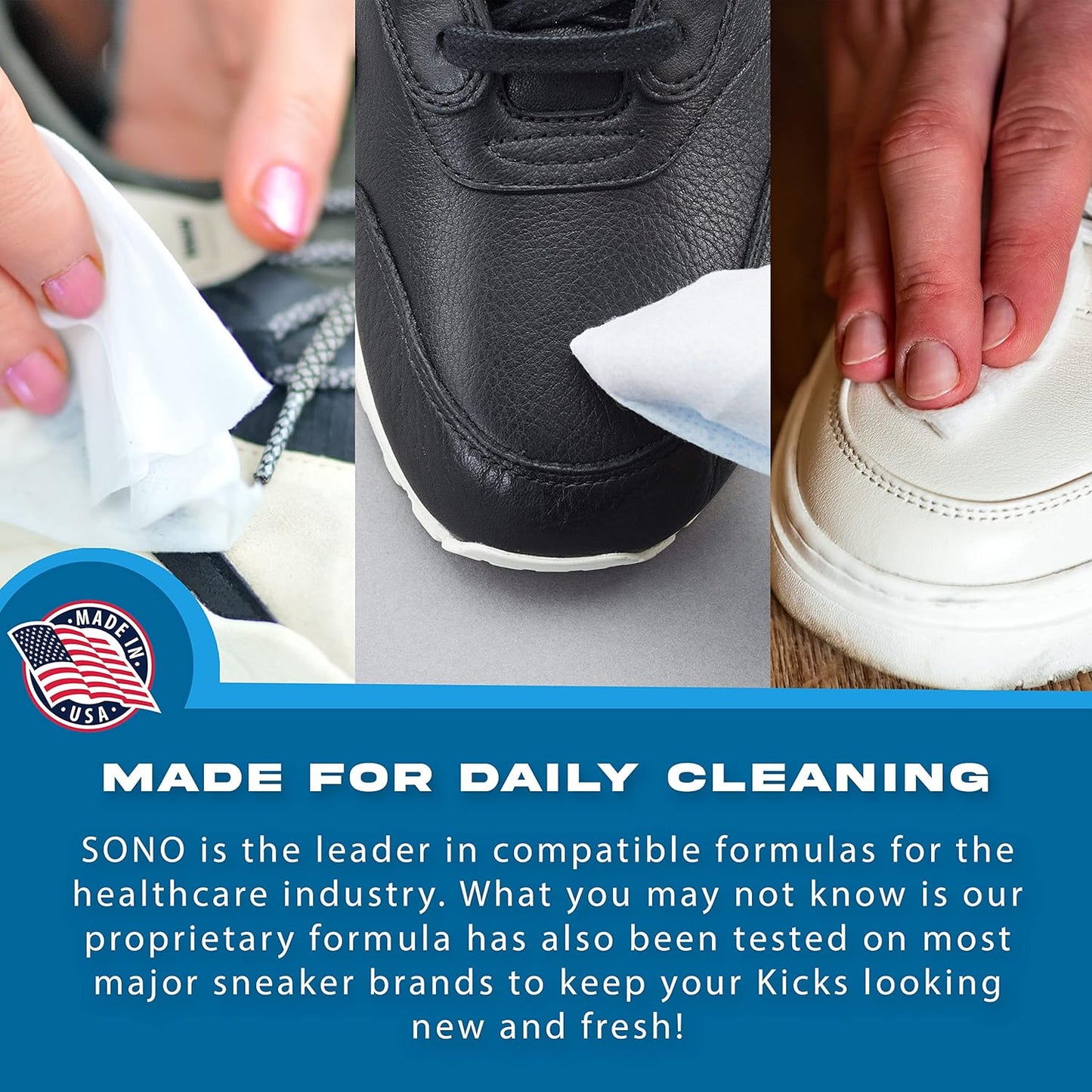 SONO Multi-Surface Disinfecting Wipes - 40 Count (Pack of 2) + Sanitizer, Shoe Cleaner & Sanitizer Kit, Quick Clean and Stain Removal, Sneaker Cleansing Travel Pack