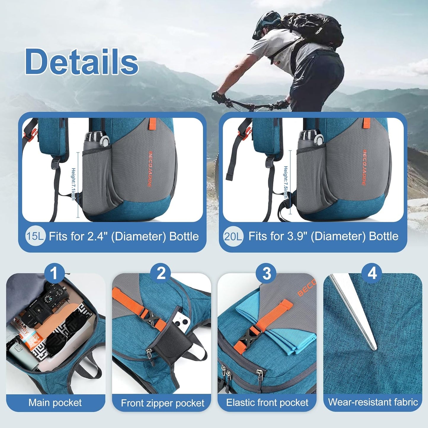 20L Small Hiking Backpack for Men Women Foldable Packable Back Pack Ultralight Hiking Daypack for Travel Camping Outdoor, Turquoise