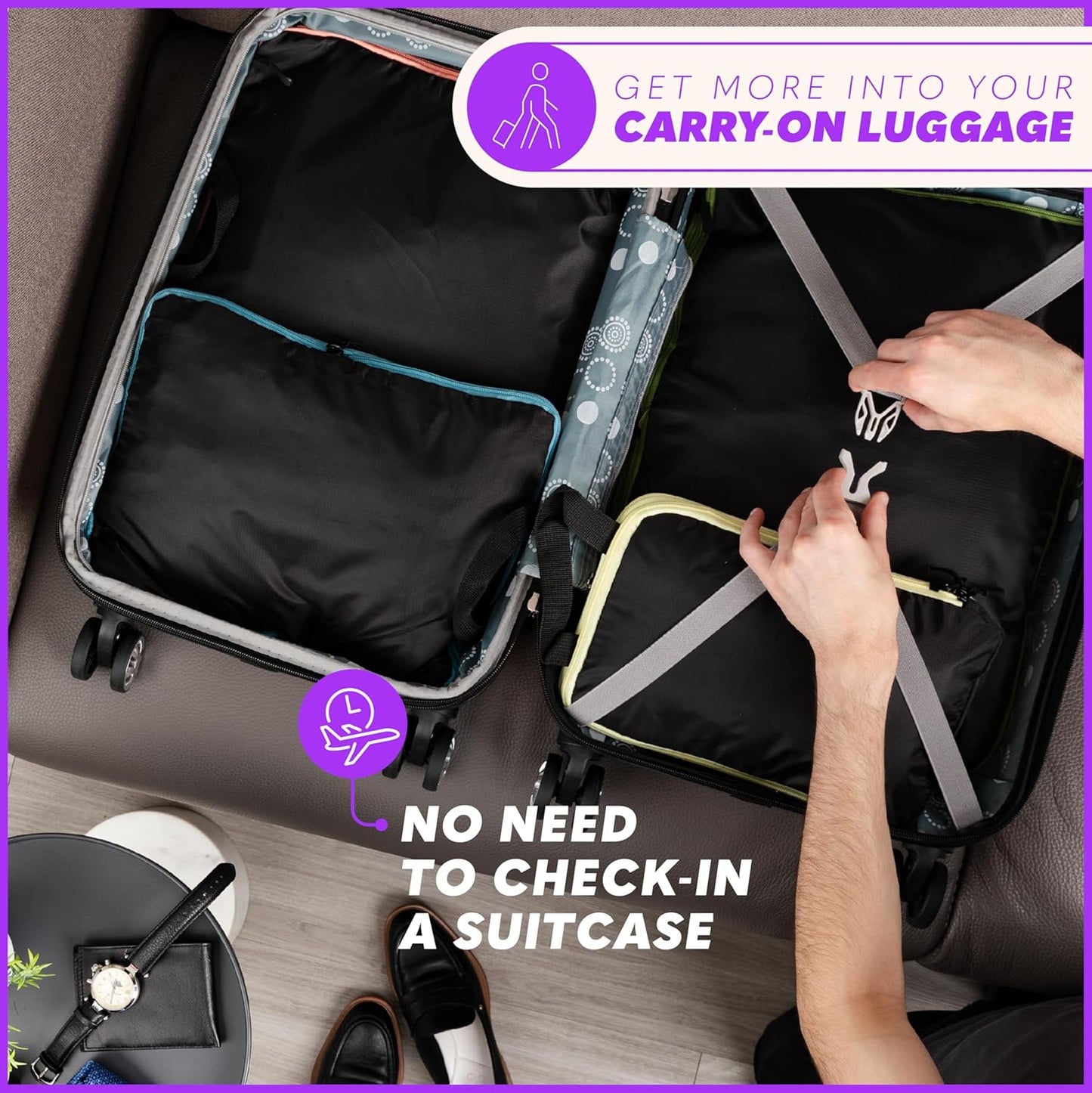 Compression Packing Cubes Travel, 4 Set/6 Set Packing Cubes for Carry on Suitcase, Suitcase Organizer Bags Set, Compression Bags Travel, Best Travel Packing Cubes Compression - with Inside Pockets