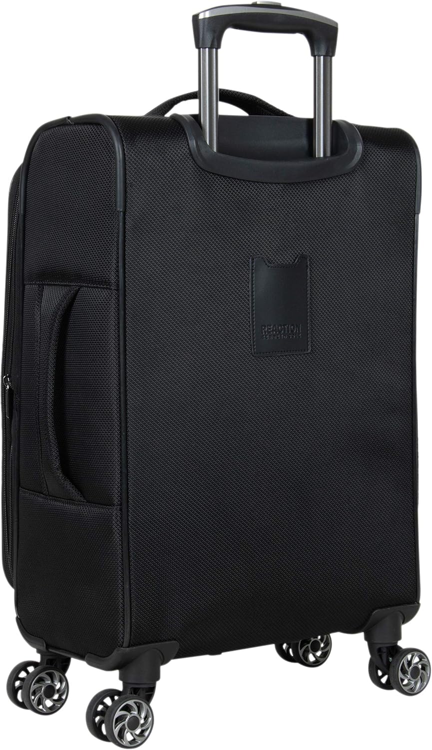 Kenneth Cole REACTION Rugged Roamer Lightweight Softside Expandable 8-Wheel Spinner Luggage, Black, 20-Inch Carry-On