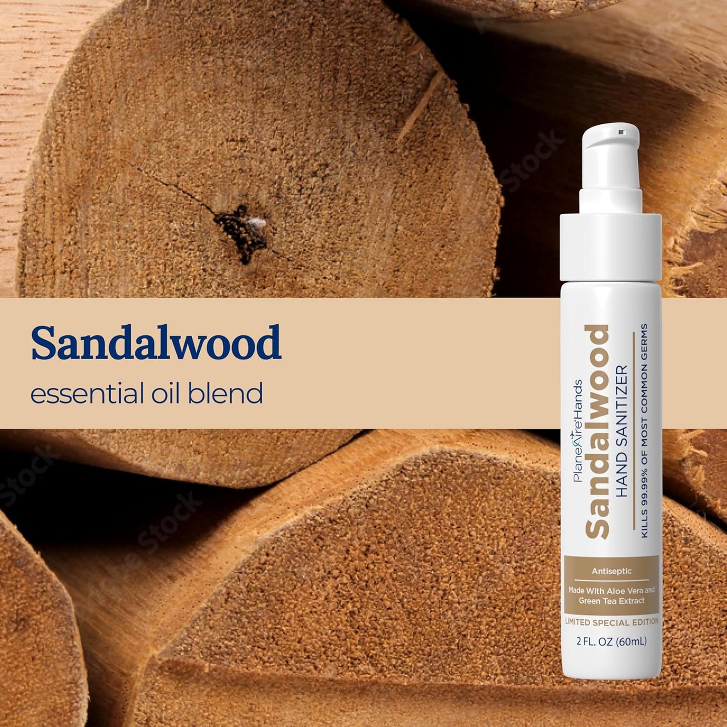 Sandalwood Lotion Hand Sanitizer | Travel Essential | TSA-Approved | Moisturizing Hand Lotion | Made with Aloe Vera & Essential Oils | Rich in Vitamin E | Cleanse & Moisturize | Travel Size | 3-Pack