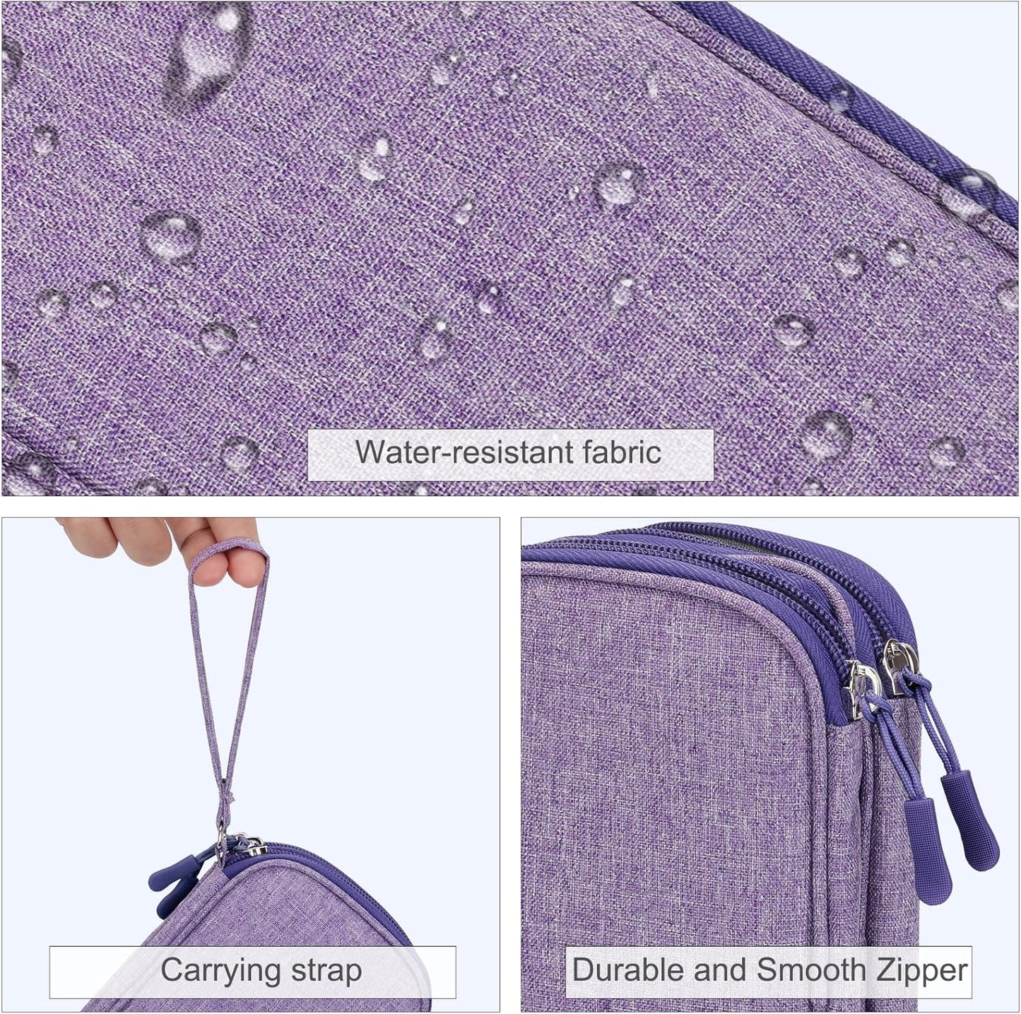 FYY Travel Cable Organizer Pouch Electronic Accessories Carry Case Portable Waterproof Double Layers All-in-One Storage Bag for Cord, Charger, Phone, Earphone Dark Purple