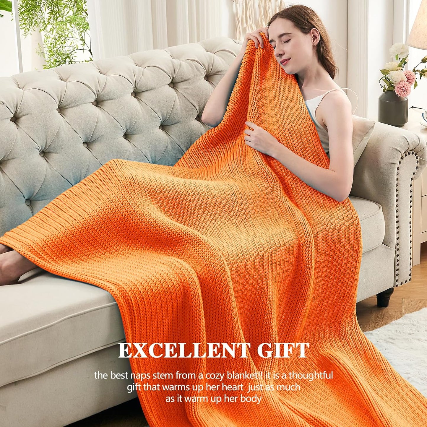 L'AGRATY Knitted Weighted Blanket - 48"x72" 12lbs Cooling Chunky Knit Heavy Blanket for Adults Braided Crochet Throw Thick Cable Yarn Knit Decorative No Beads Evenly Weighted Machine Washable