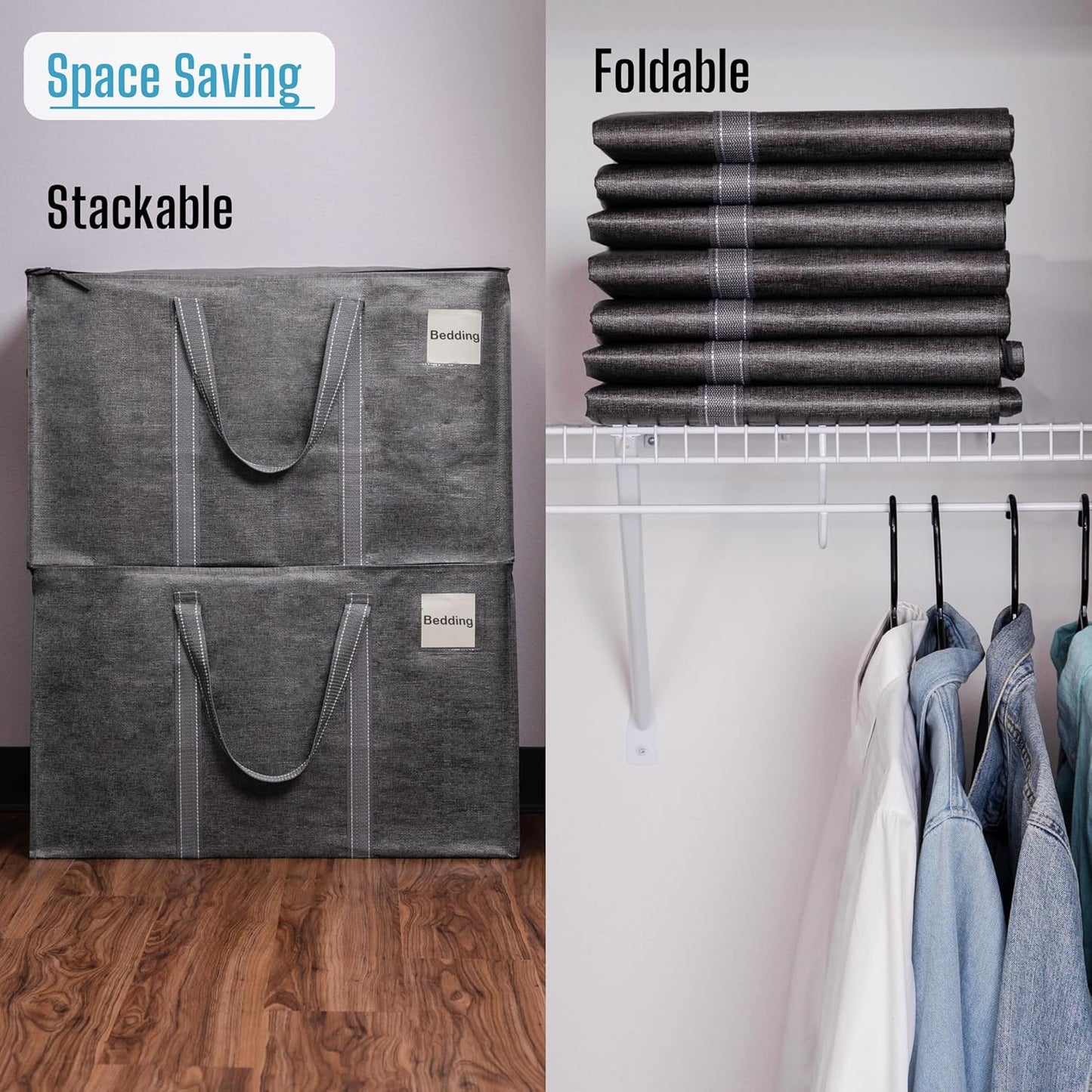 VENO 8 Pack Moving Bags, Heavy Duty, Moving Boxes Alternative, Packing Storage Supplies for Dorm Room Essentials with Zipper for Clothes, Extra Large Totes for Packaging (Dark Gray, 8 Pack)